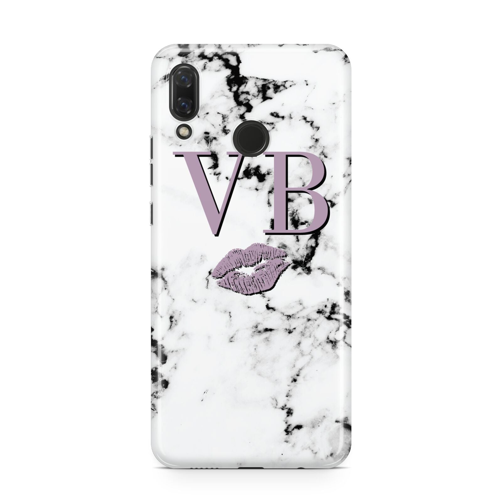 Personalised Lipstick Kiss Initials Marble Huawei Nova 3 Phone Case