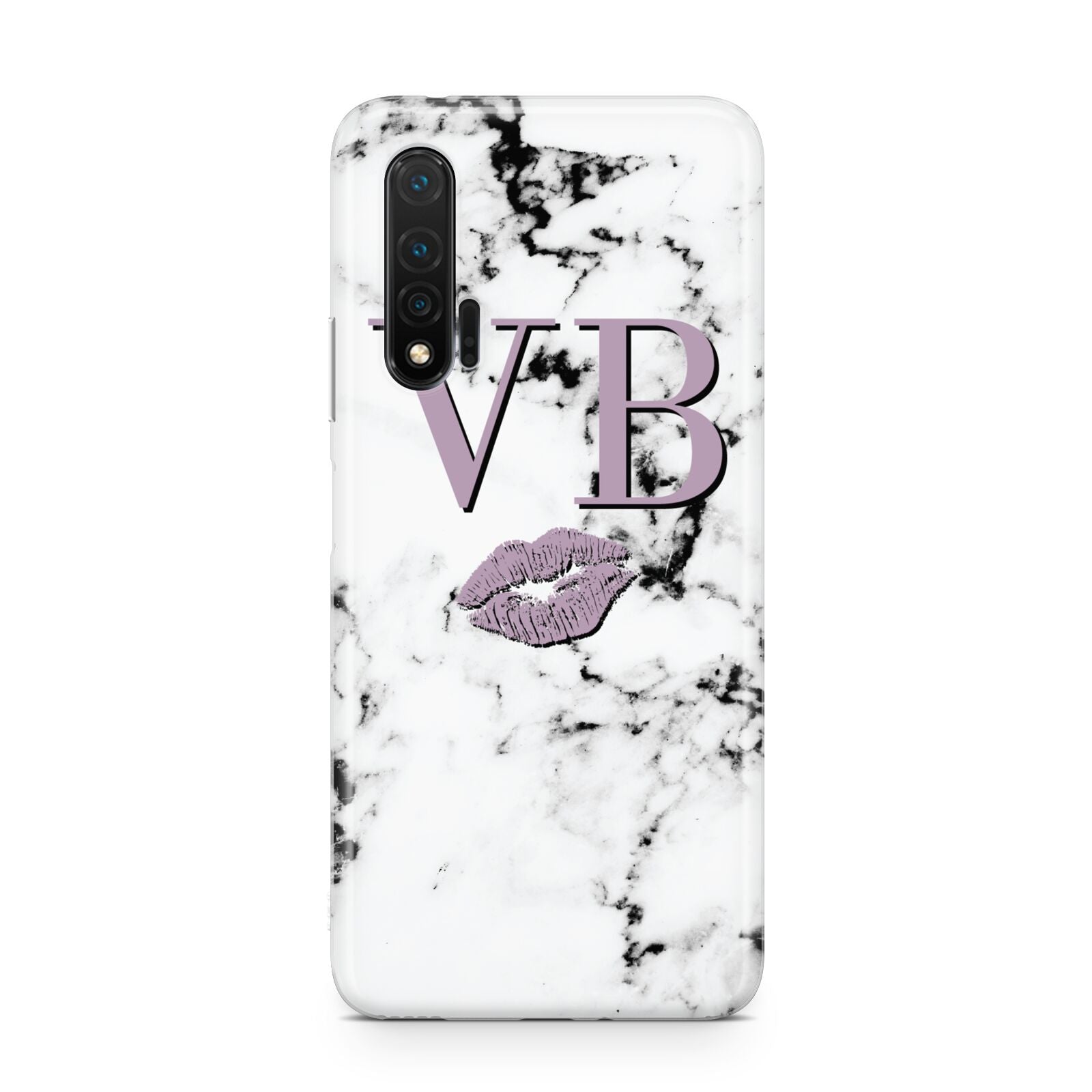 Personalised Lipstick Kiss Initials Marble Huawei Nova 6 Phone Case