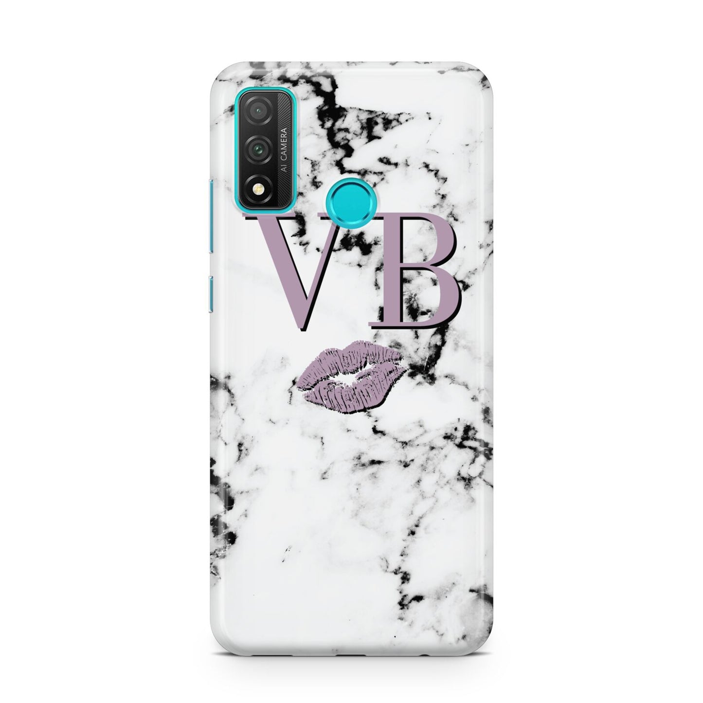 Personalised Lipstick Kiss Initials Marble Huawei P Smart 2020