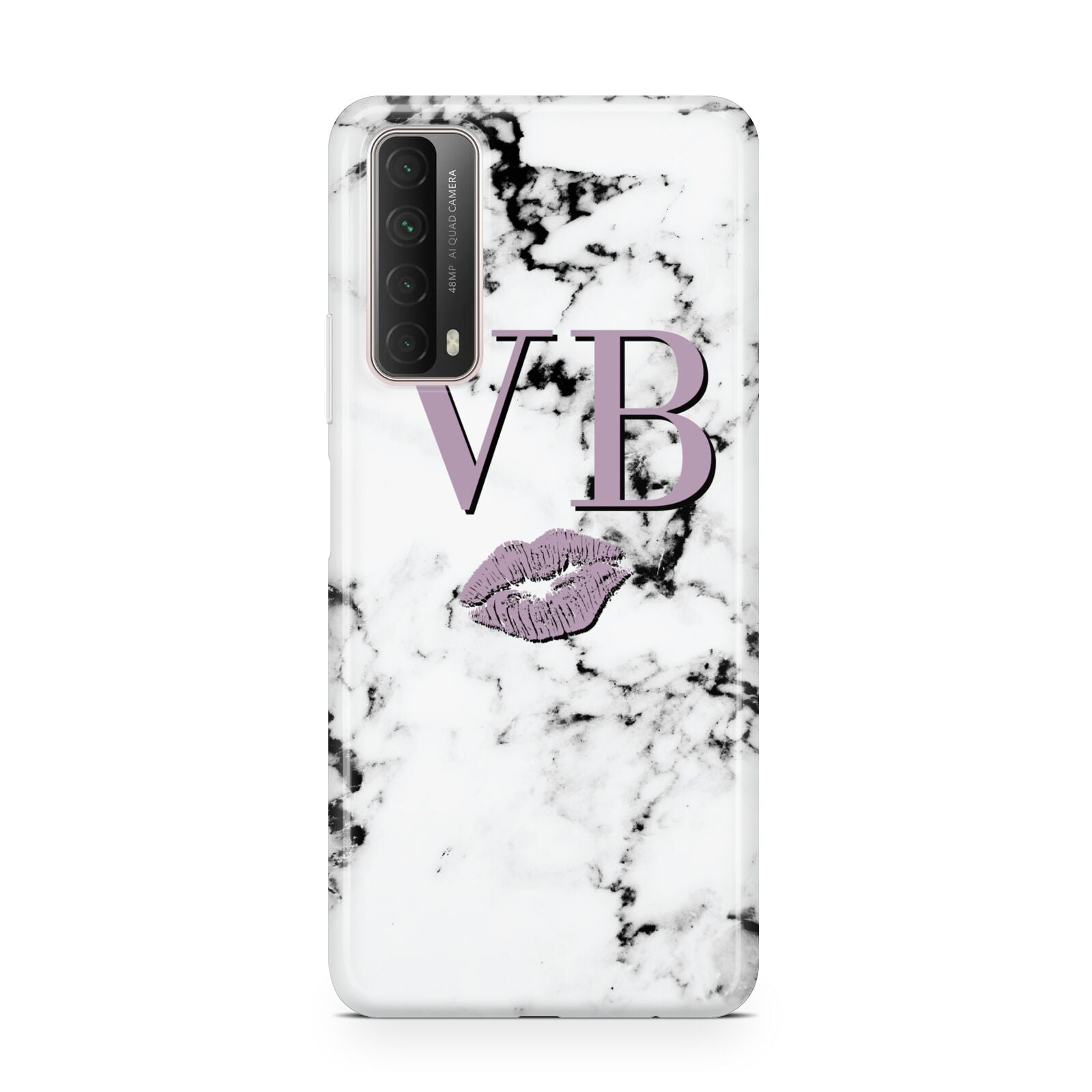 Personalised Lipstick Kiss Initials Marble Huawei P Smart 2021