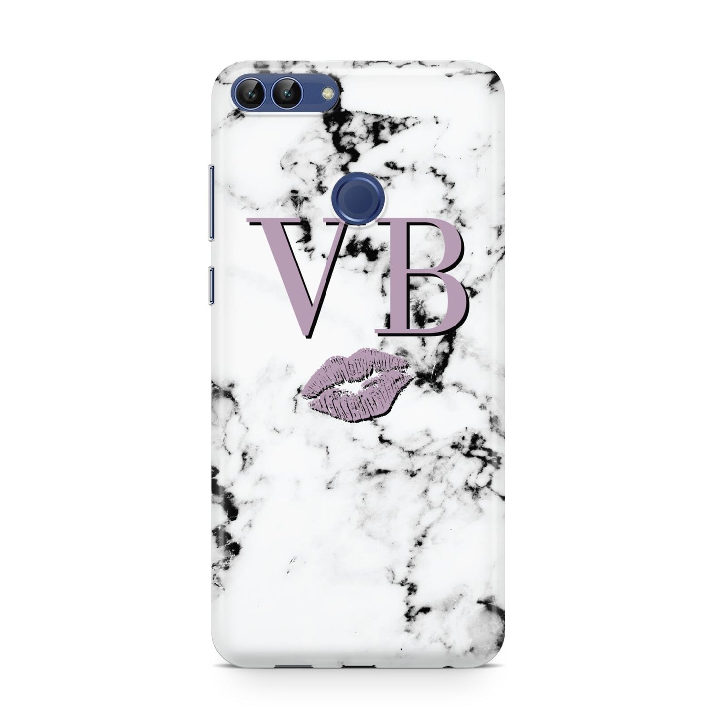 Personalised Lipstick Kiss Initials Marble Huawei P Smart Case