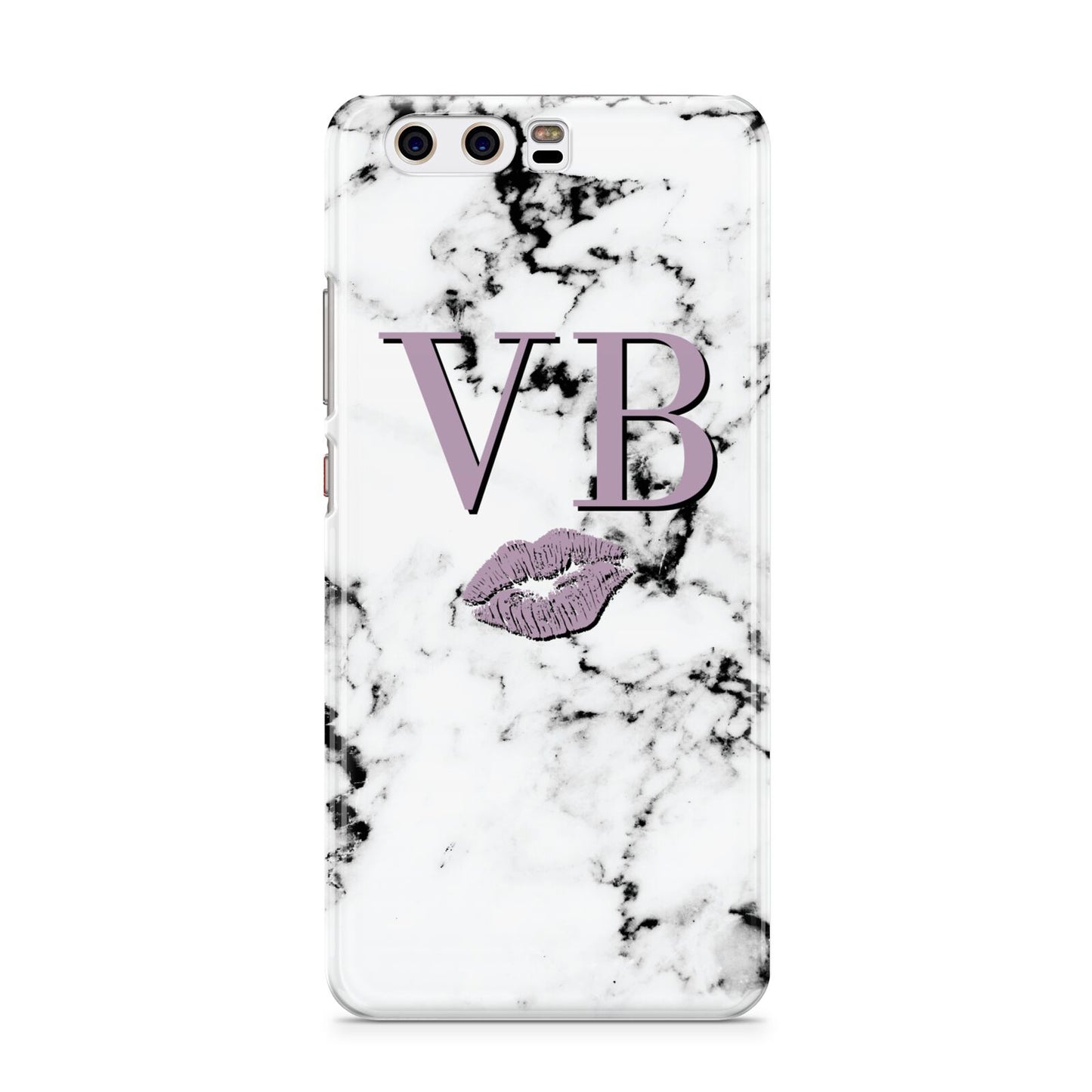 Personalised Lipstick Kiss Initials Marble Huawei P10 Phone Case