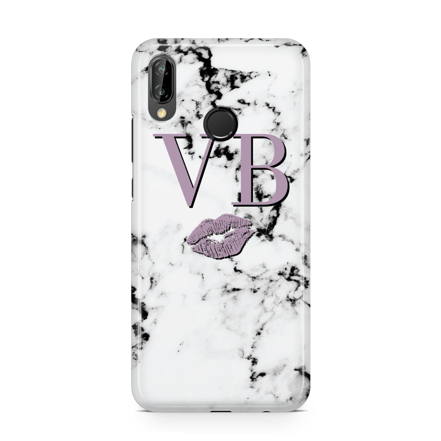 Personalised Lipstick Kiss Initials Marble Huawei P20 Lite Phone Case