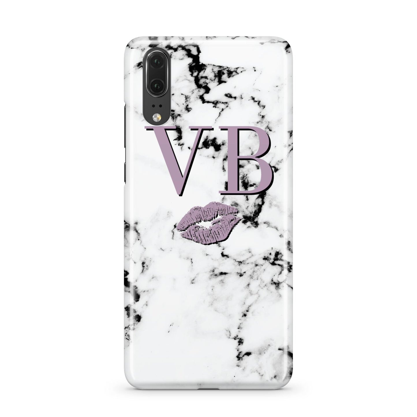 Personalised Lipstick Kiss Initials Marble Huawei P20 Phone Case