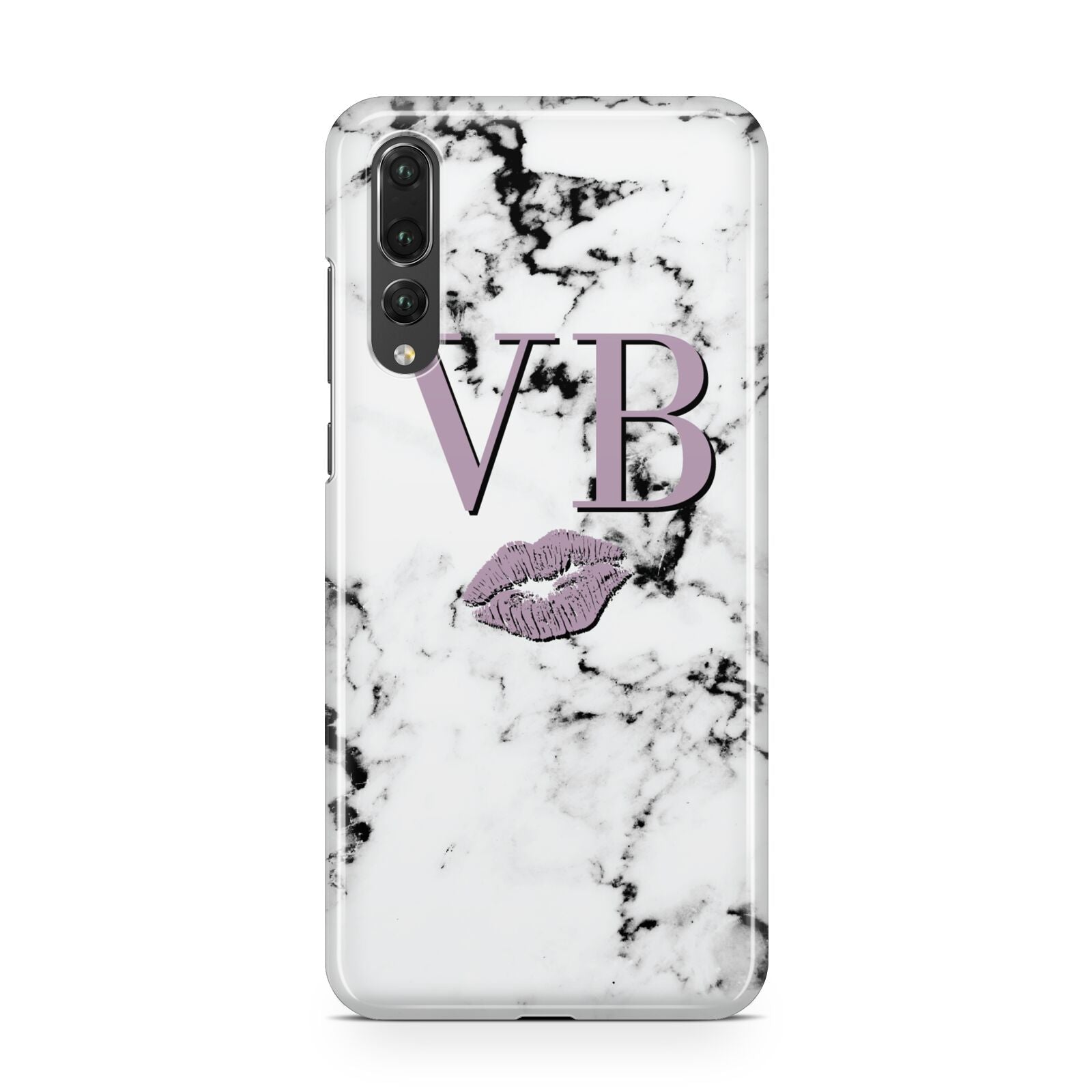 Personalised Lipstick Kiss Initials Marble Huawei P20 Pro Phone Case