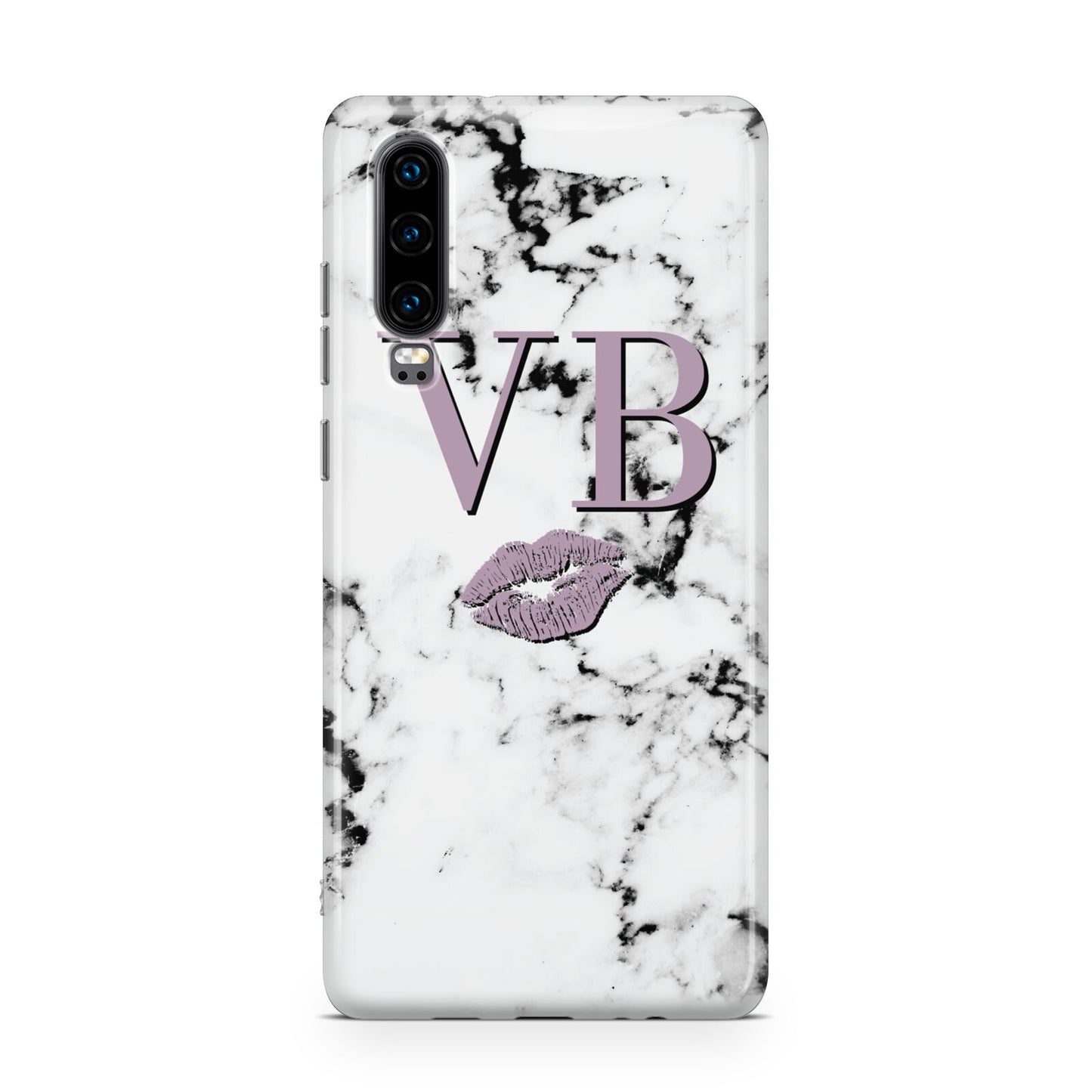 Personalised Lipstick Kiss Initials Marble Huawei P30 Phone Case