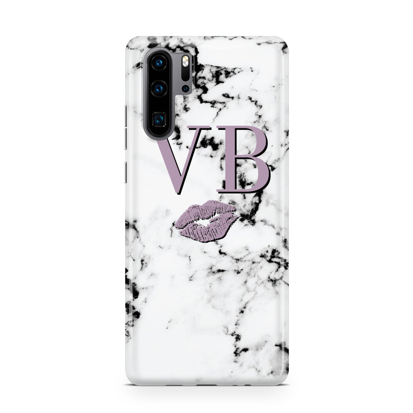 Personalised Lipstick Kiss Initials Marble Huawei P30 Pro Phone Case