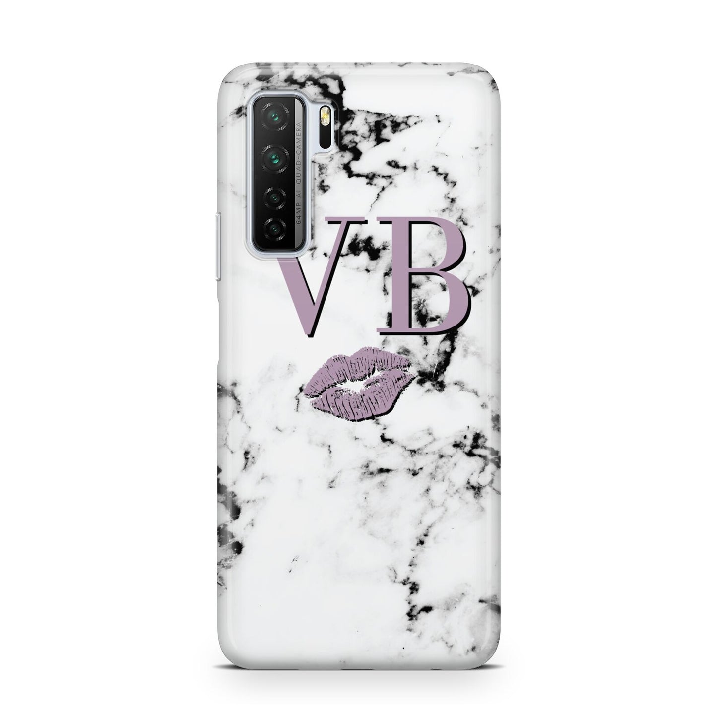 Personalised Lipstick Kiss Initials Marble Huawei P40 Lite 5G Phone Case