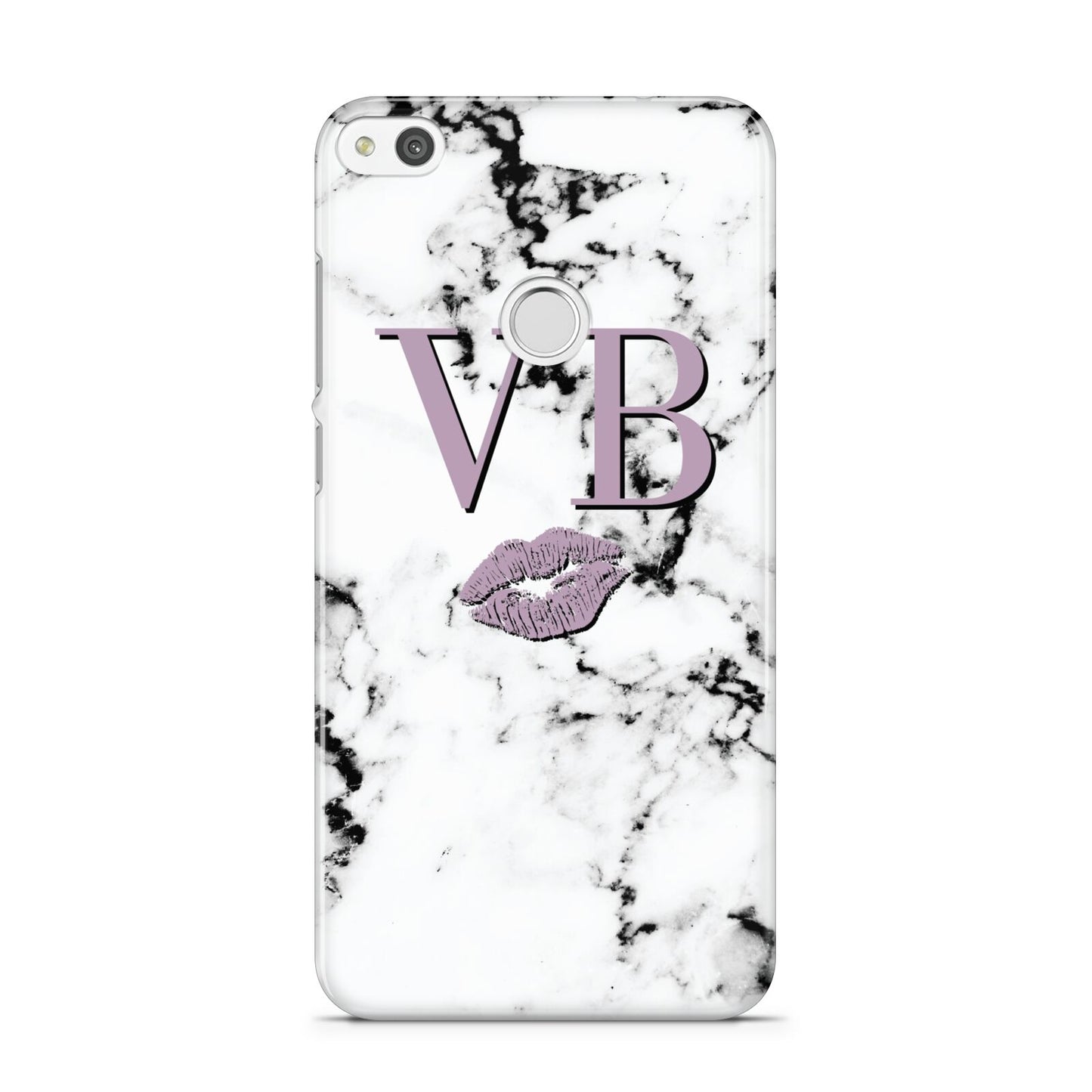 Personalised Lipstick Kiss Initials Marble Huawei P8 Lite Case