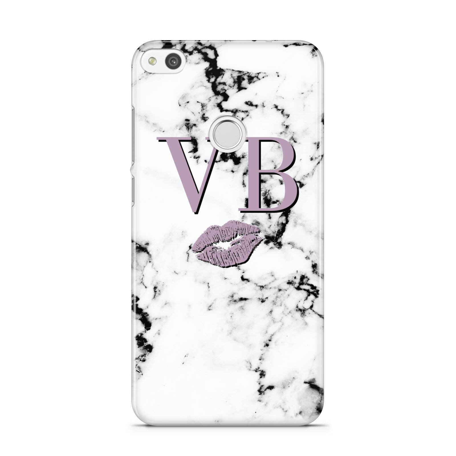 Personalised Lipstick Kiss Initials Marble Huawei P8 Lite Case