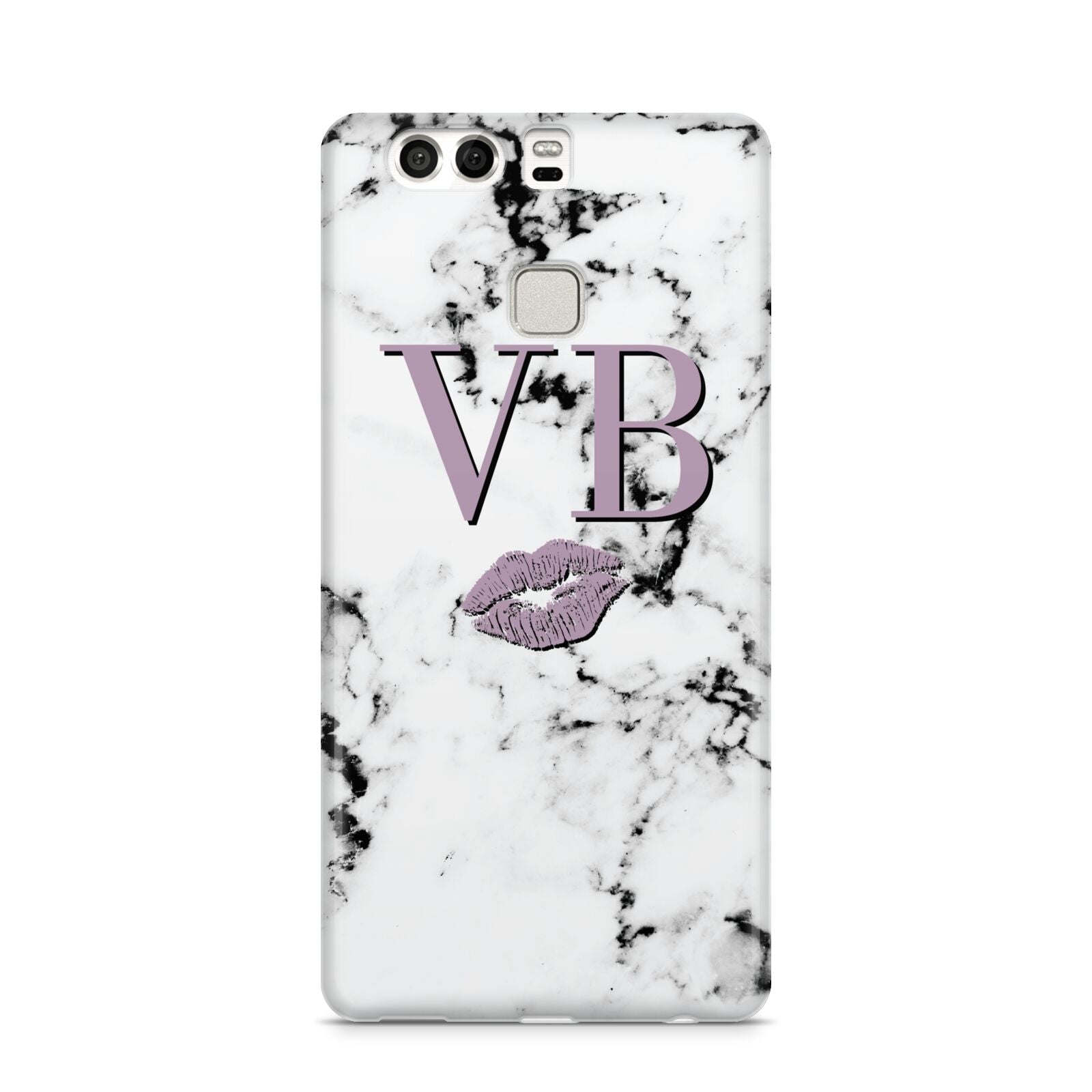 Personalised Lipstick Kiss Initials Marble Huawei P9 Case