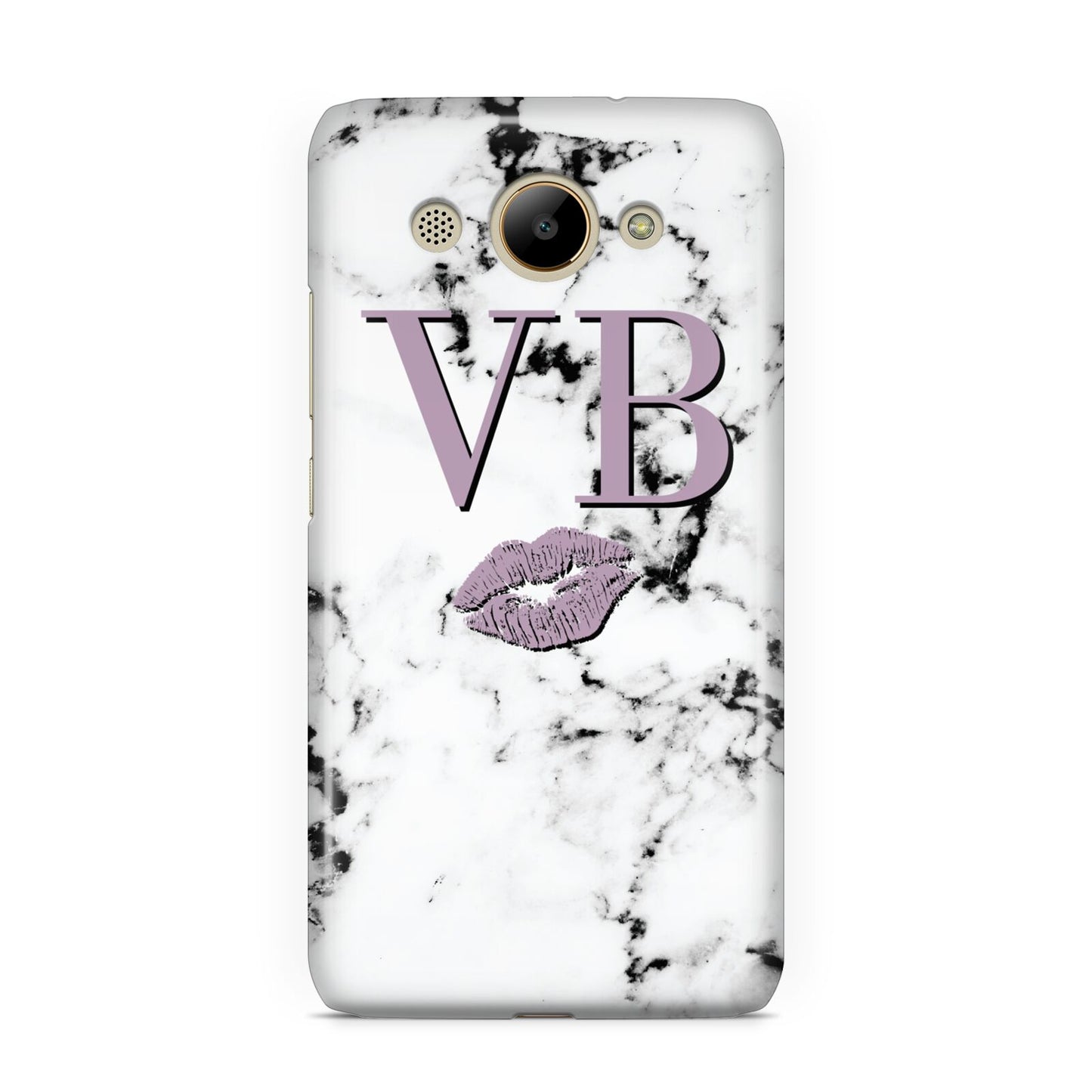 Personalised Lipstick Kiss Initials Marble Huawei Y3 2017