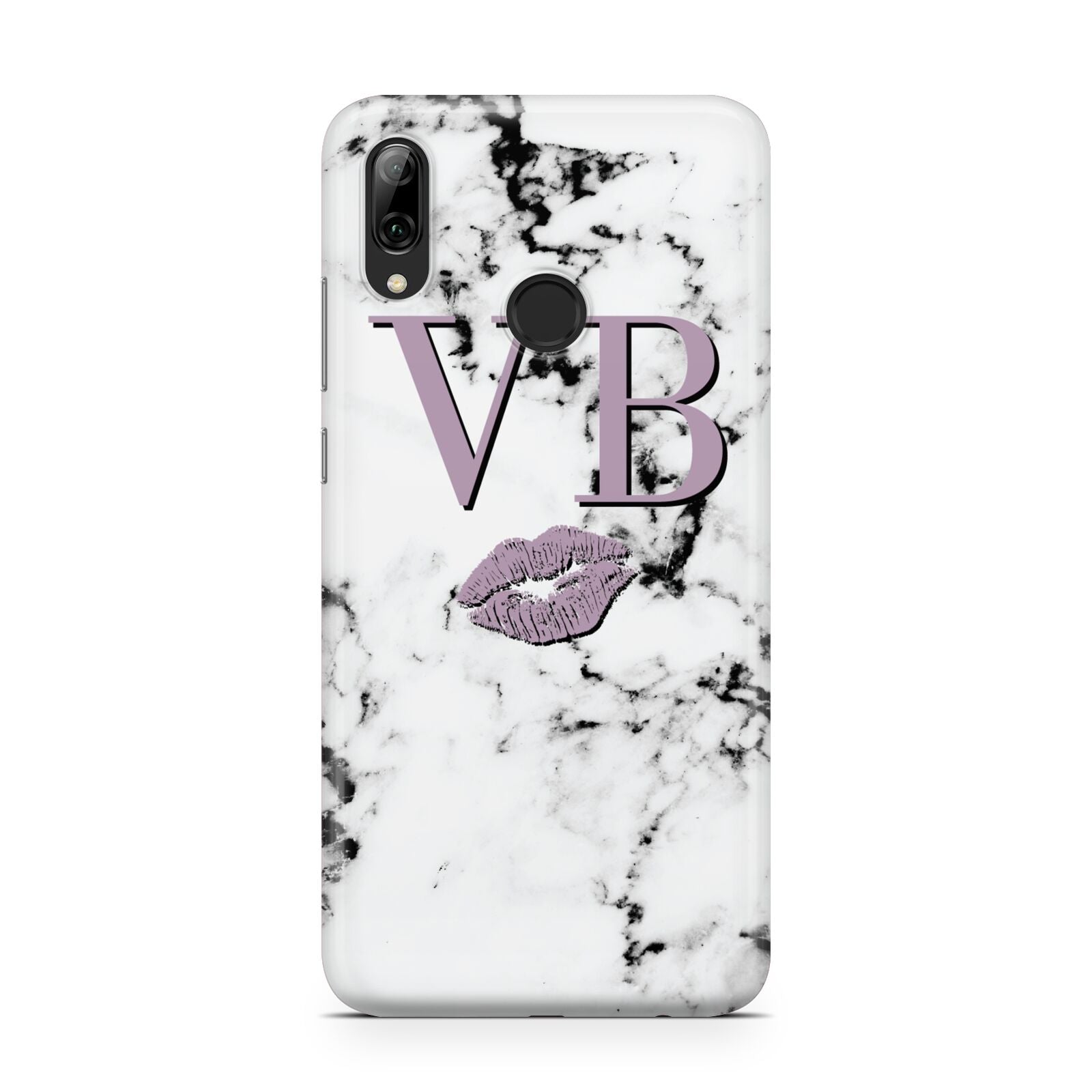 Personalised Lipstick Kiss Initials Marble Huawei Y7 2019