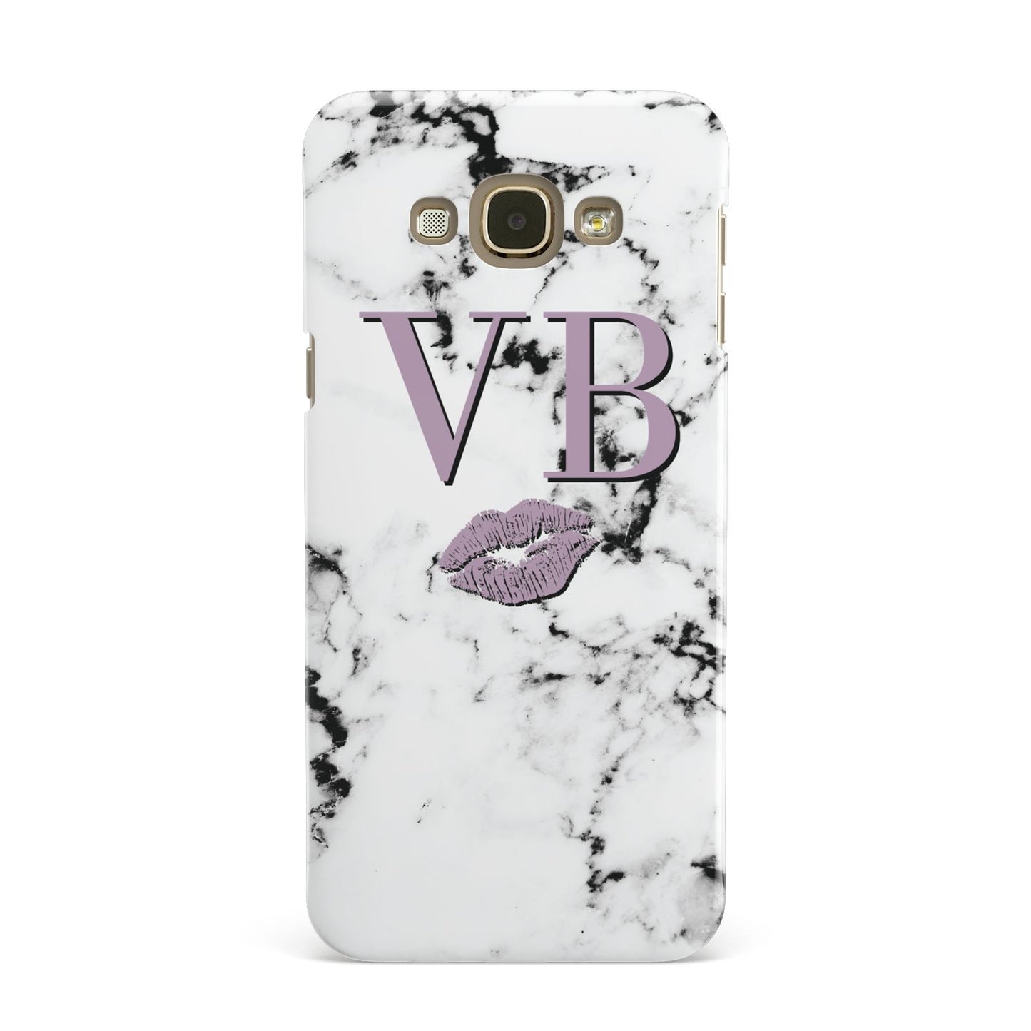 Personalised Lipstick Kiss Initials Marble Samsung Galaxy A8 Case