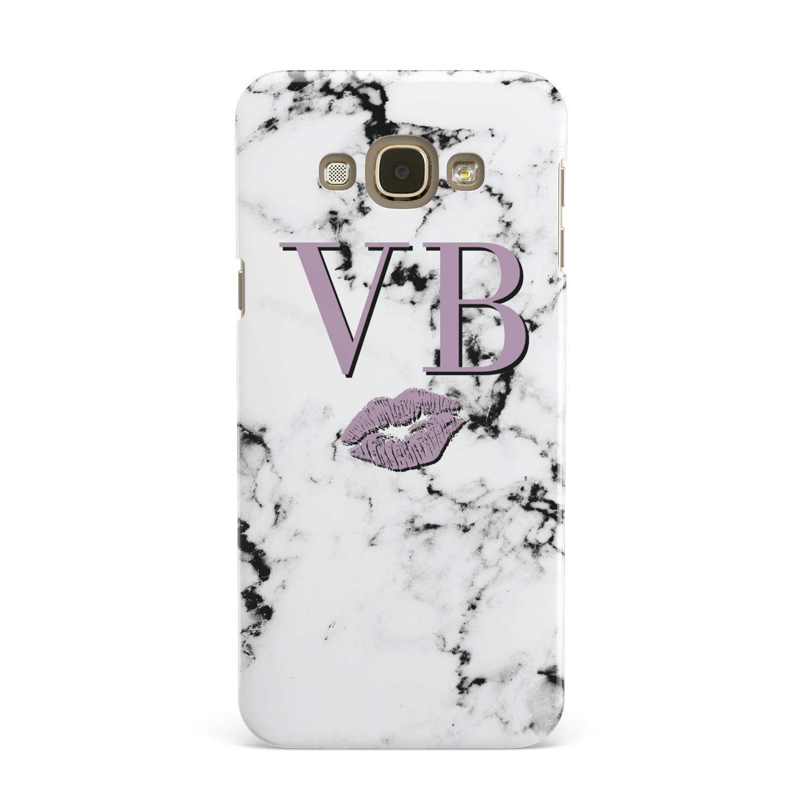 Personalised Lipstick Kiss Initials Marble Samsung Galaxy A8 Case