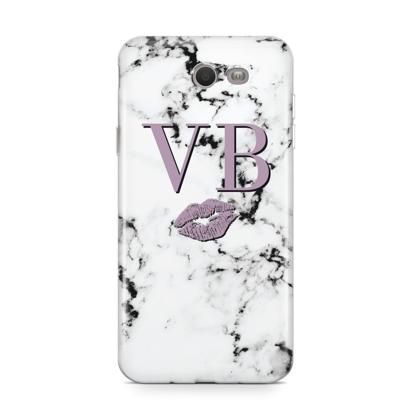 Personalised Lipstick Kiss Initials Marble Samsung Galaxy J7 2017 Case