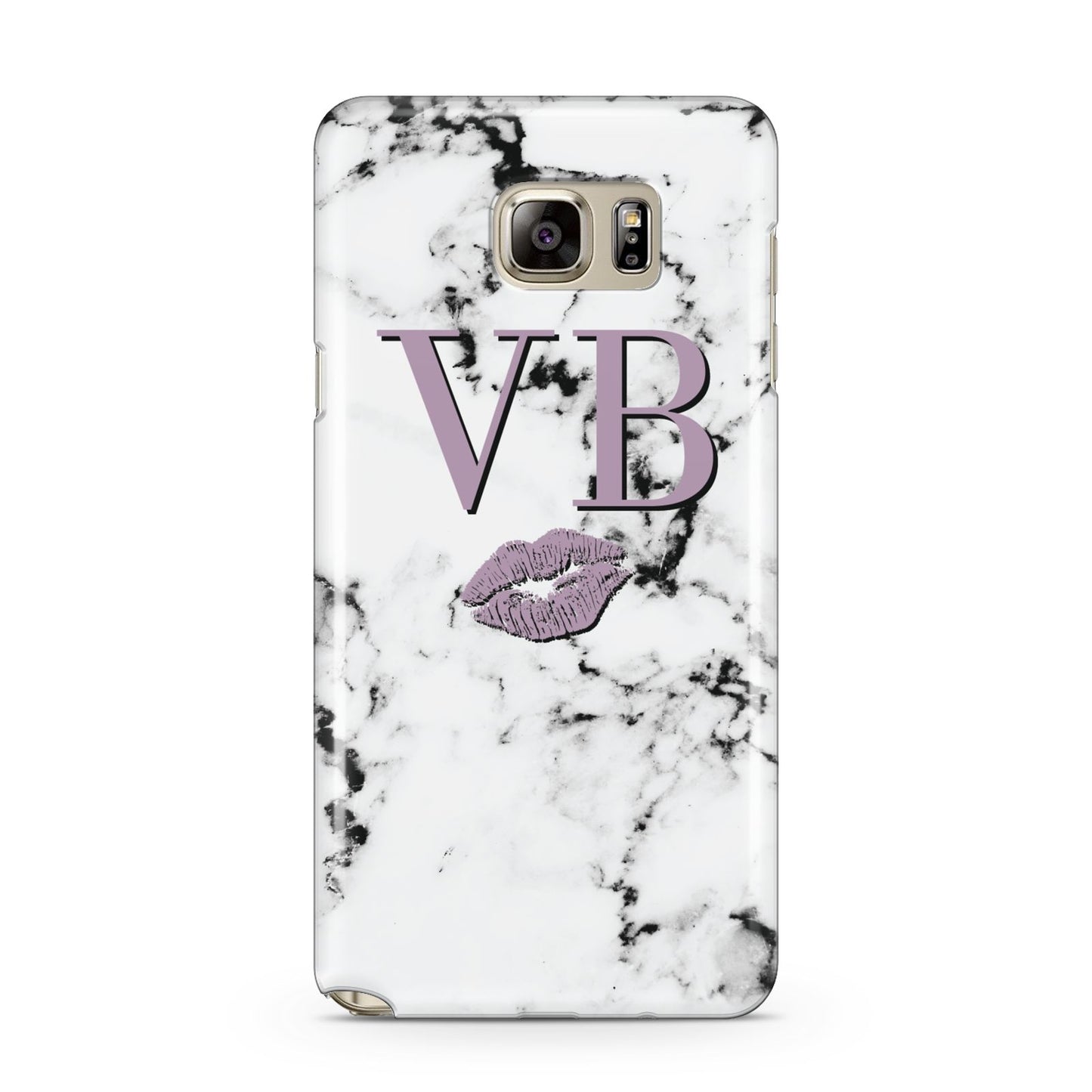 Personalised Lipstick Kiss Initials Marble Samsung Galaxy Note 5 Case