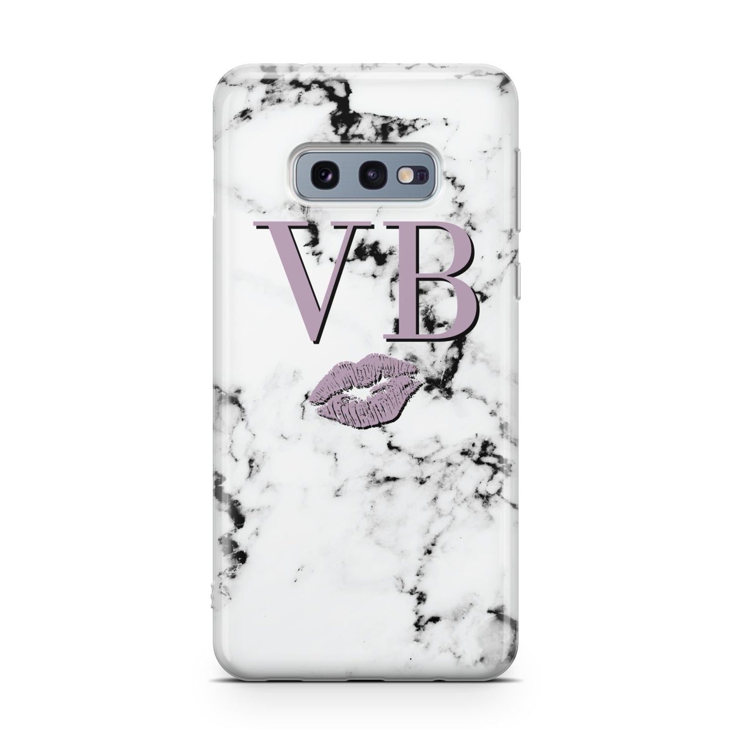 Personalised Lipstick Kiss Initials Marble Samsung Galaxy S10E Case