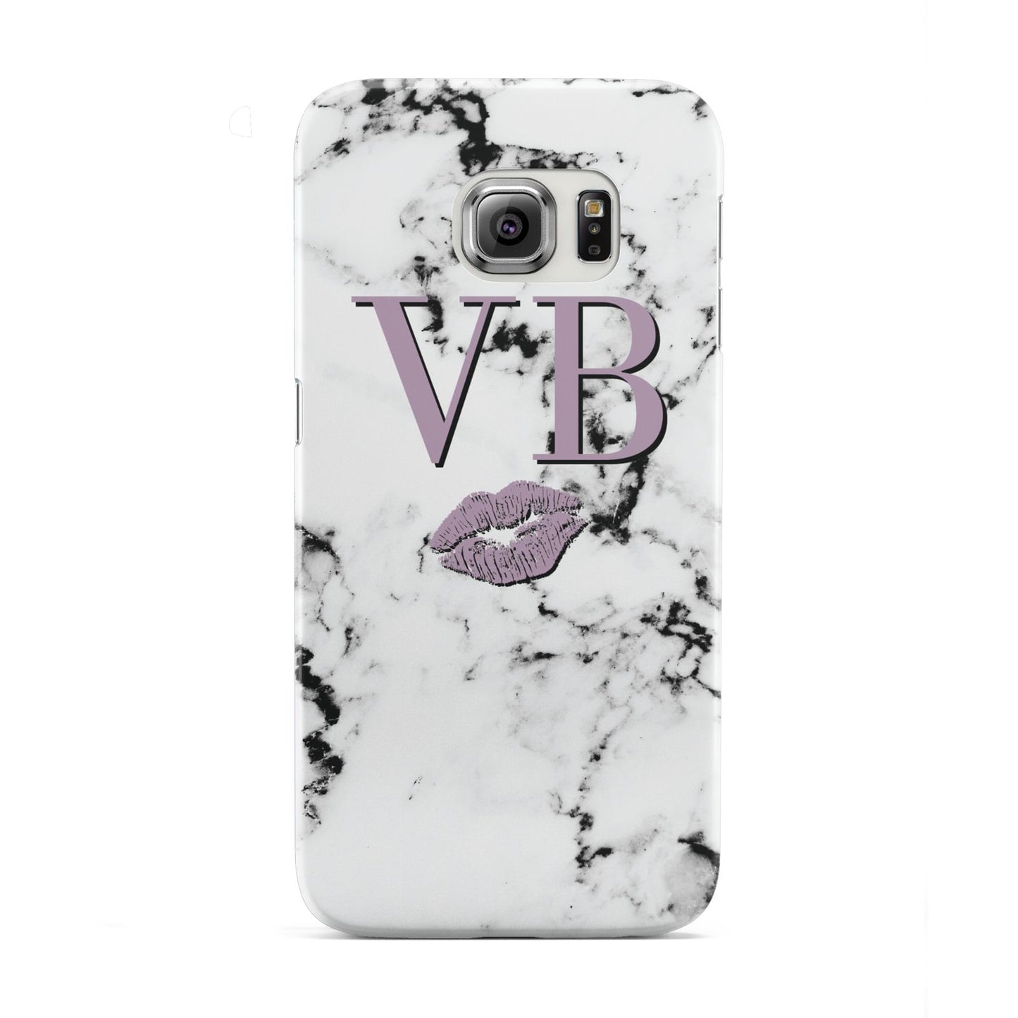 Personalised Lipstick Kiss Initials Marble Samsung Galaxy S6 Edge Case