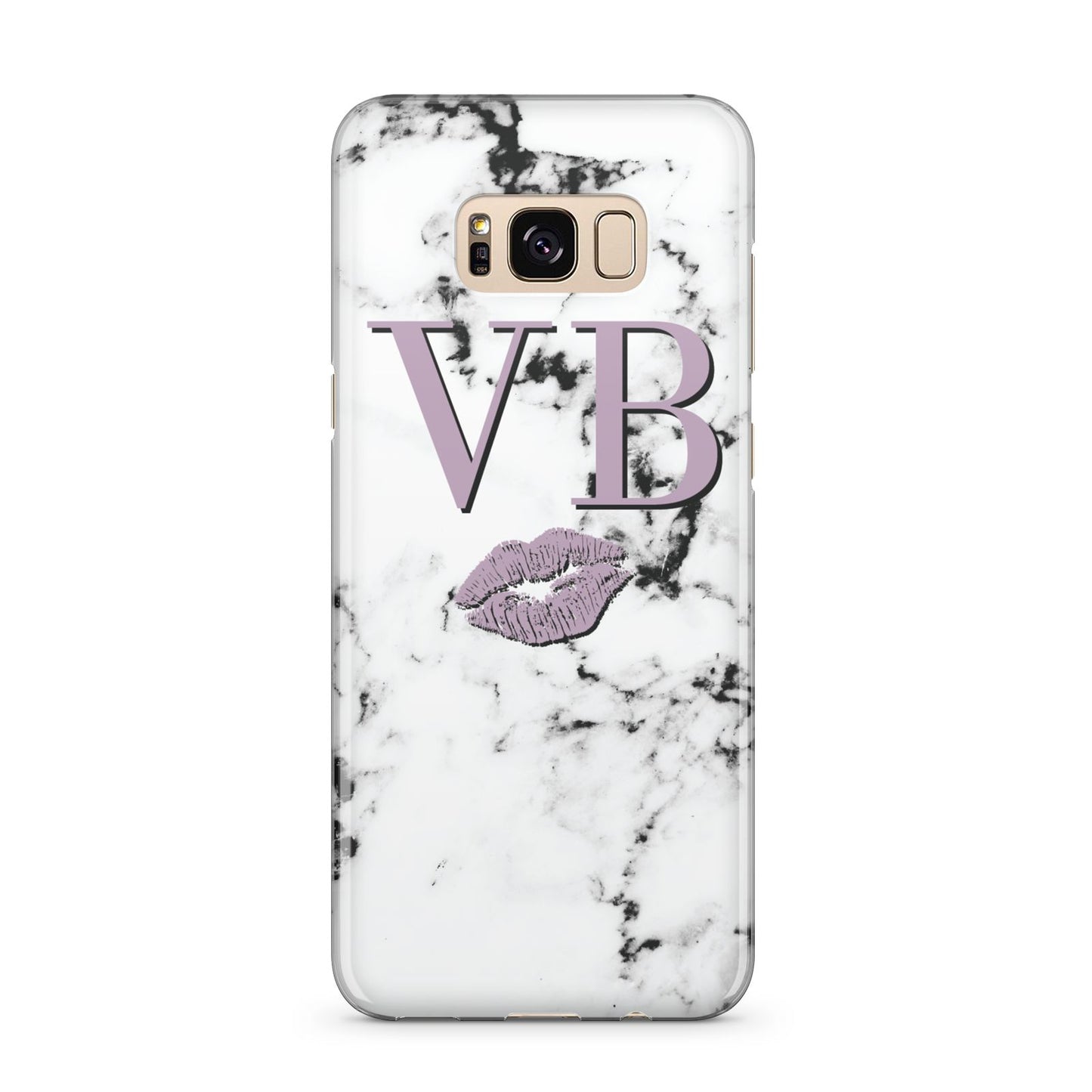 Personalised Lipstick Kiss Initials Marble Samsung Galaxy S8 Plus Case