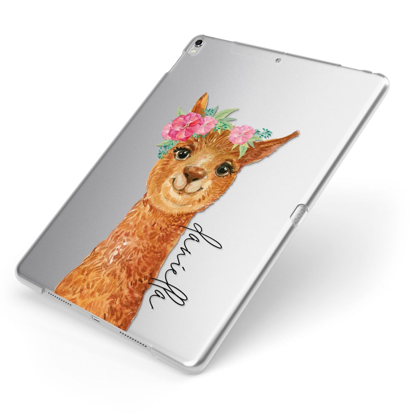 Personalised Llama Apple iPad Case on Silver iPad Side View