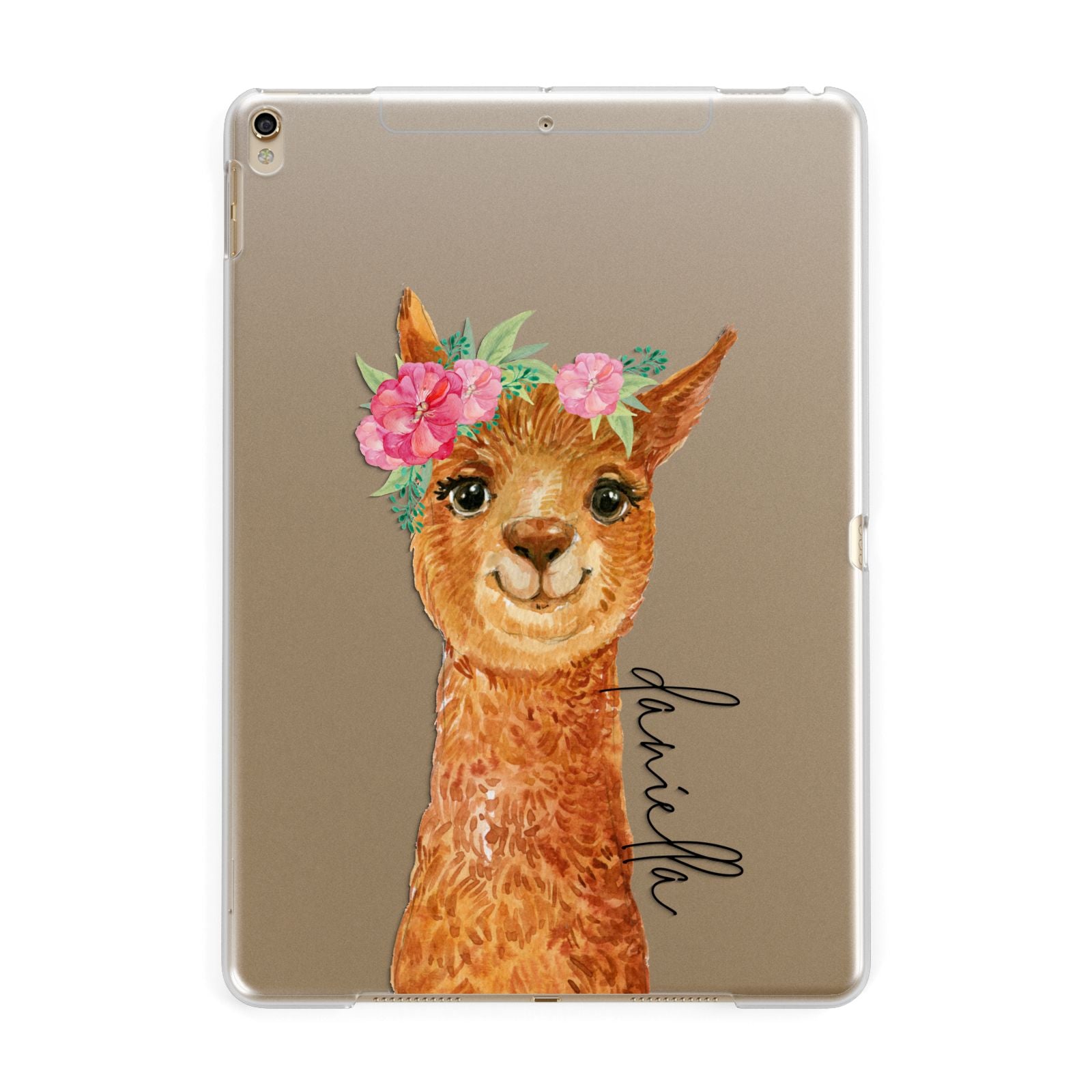 Personalised Llama Apple iPad Gold Case