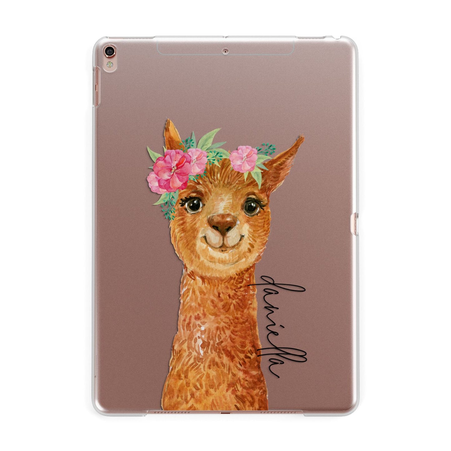 Personalised Llama Apple iPad Rose Gold Case