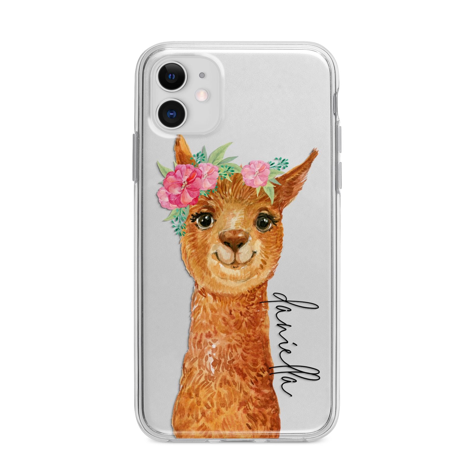 Personalised Llama Apple iPhone 11 in White with Bumper Case