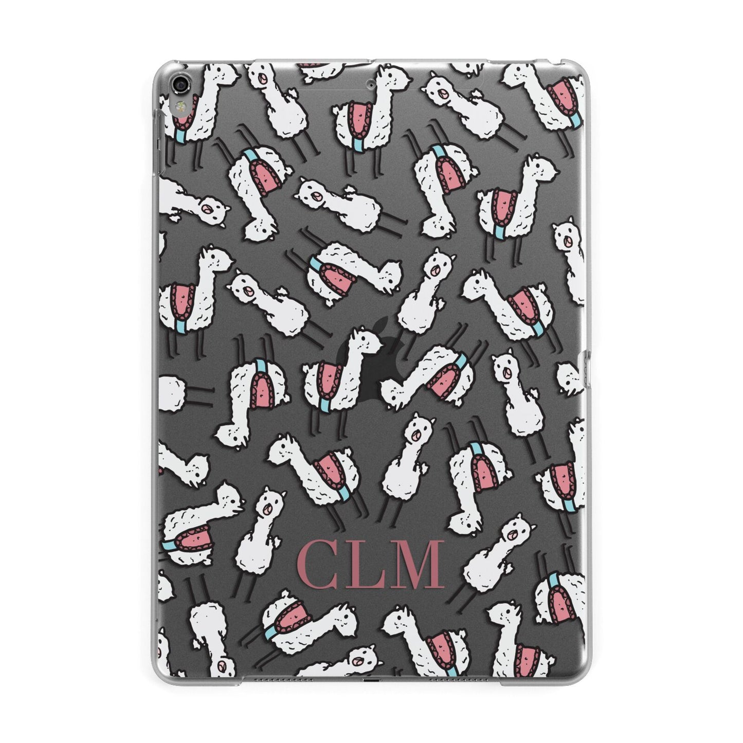 Personalised Llama Initials Monogram Apple iPad Grey Case