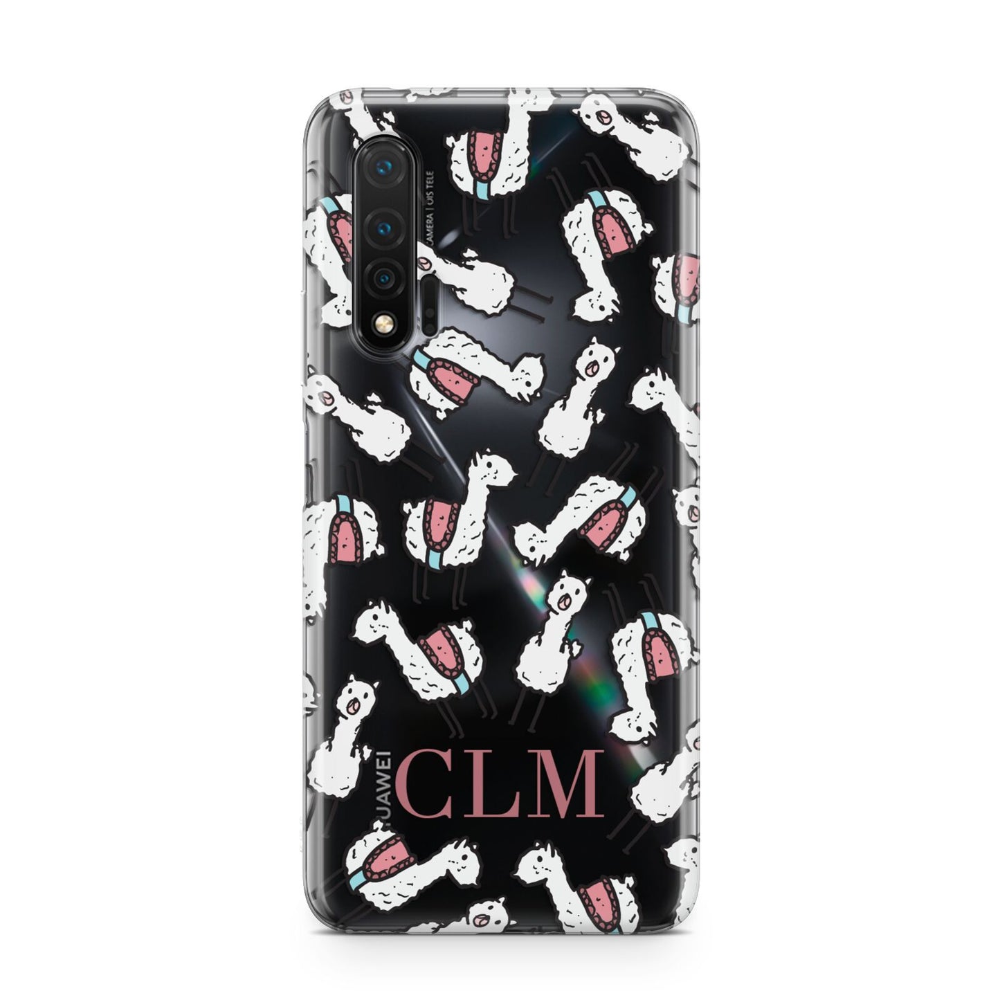 Personalised Llama Initials Monogram Huawei Nova 6 Phone Case