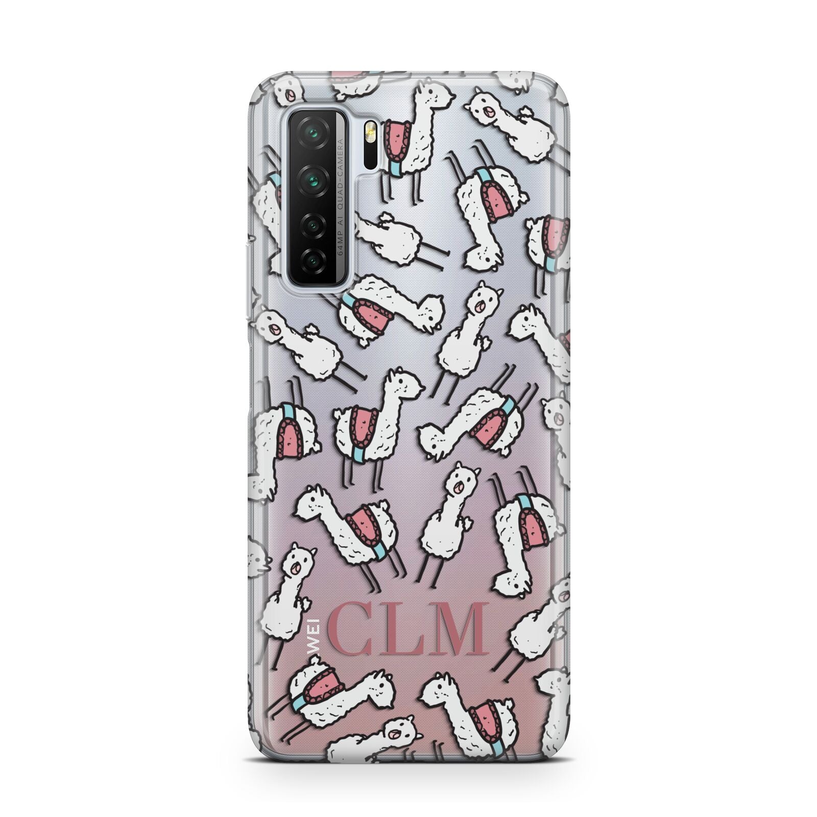 Personalised Llama Initials Monogram Huawei P40 Lite 5G Phone Case