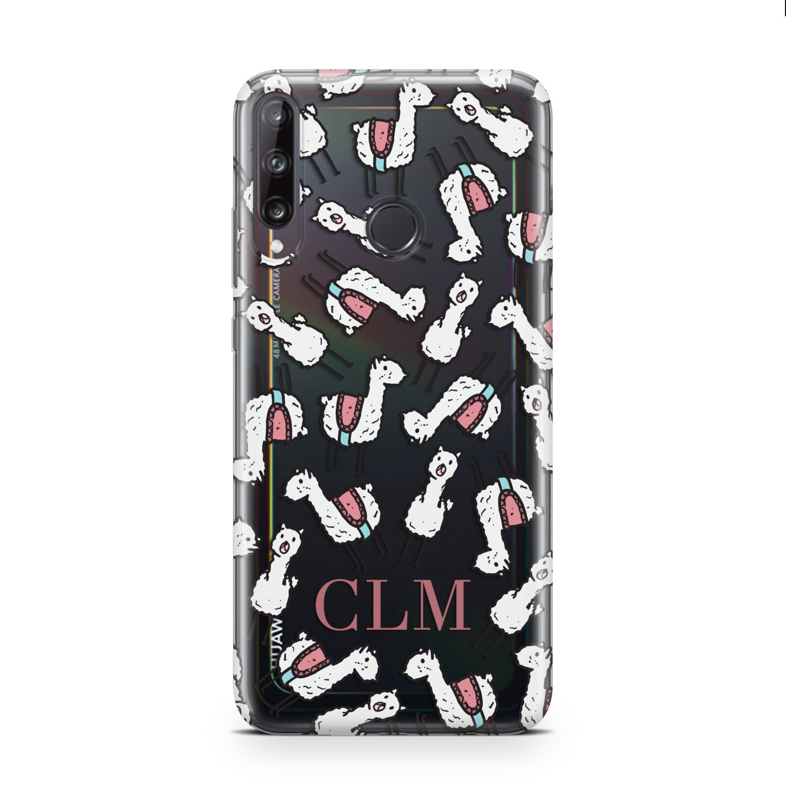 Personalised Llama Initials Monogram Huawei P40 Lite E Phone Case