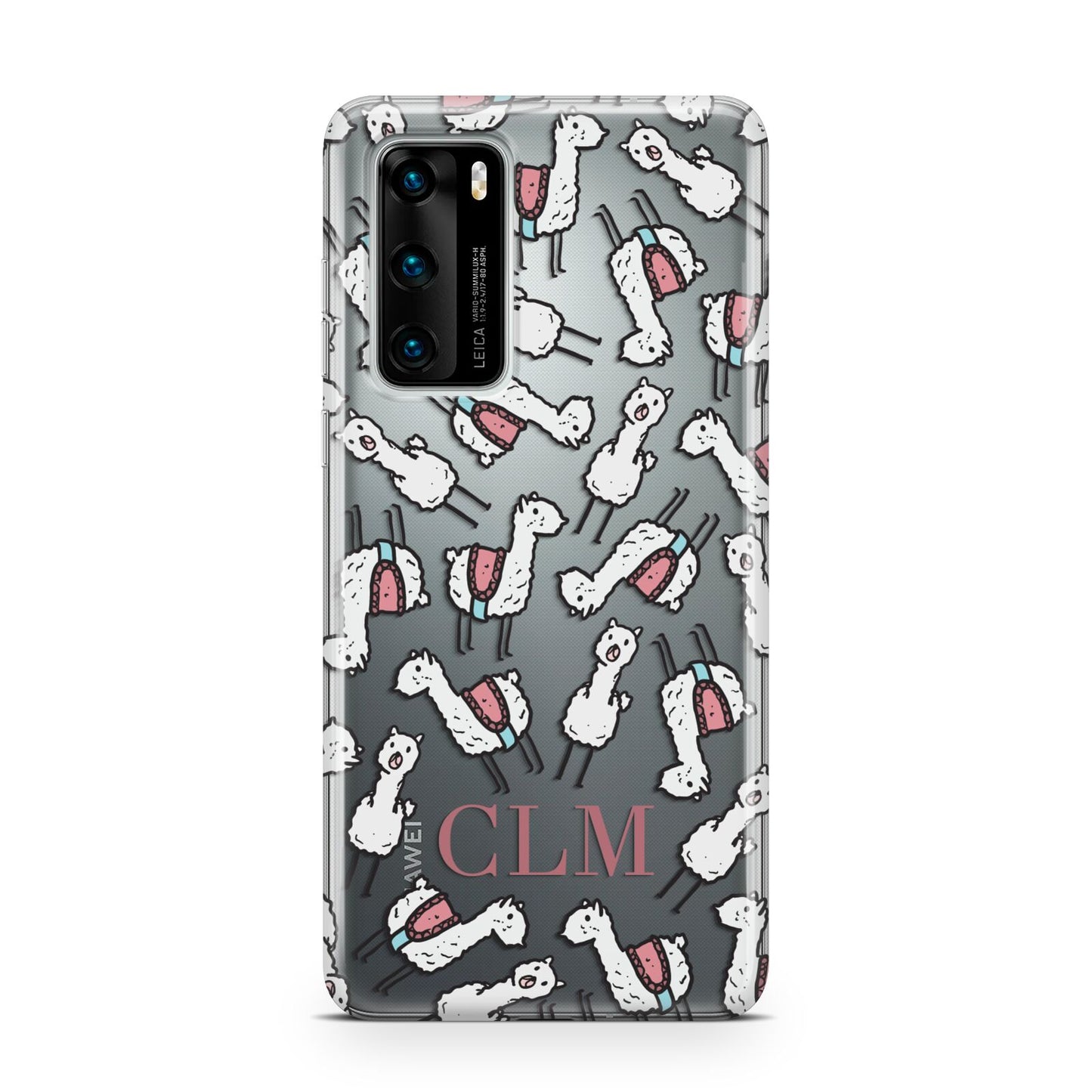 Personalised Llama Initials Monogram Huawei P40 Phone Case