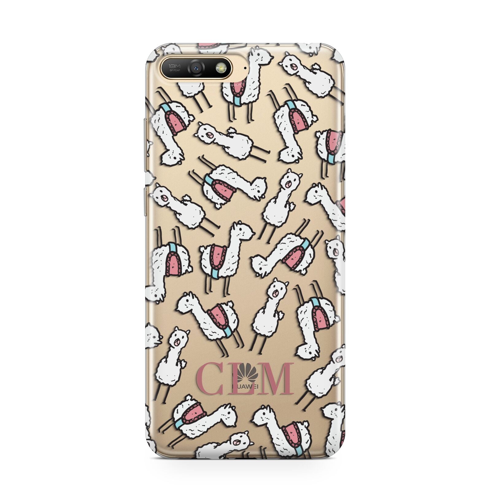 Personalised Llama Initials Monogram Huawei Y6 2018