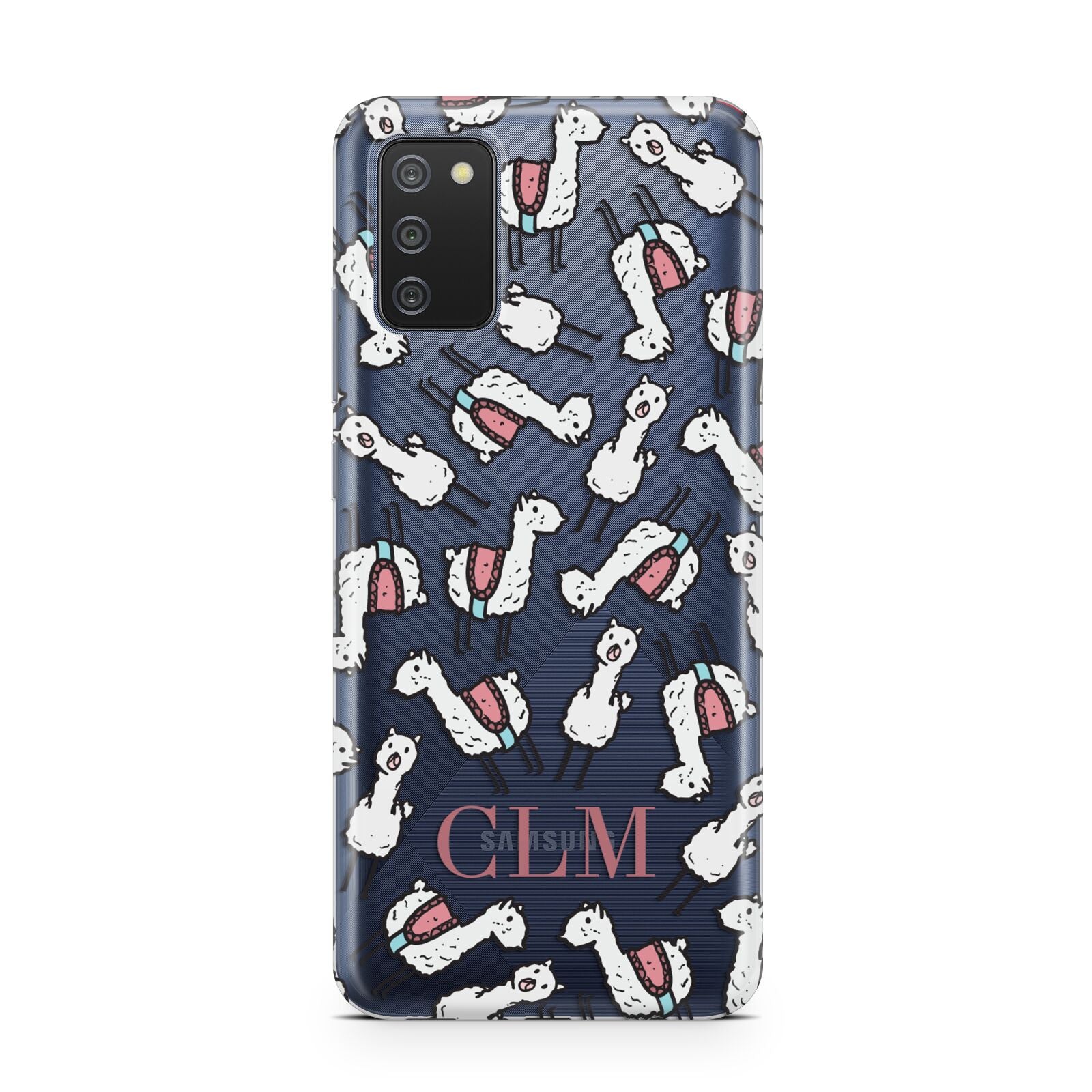 Personalised Llama Initials Monogram Samsung A02s Case