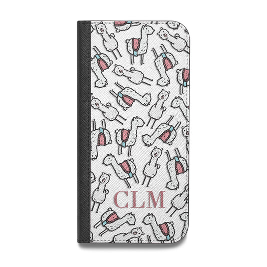 Personalised Llama Initials Monogram Vegan Leather Flip Samsung Case