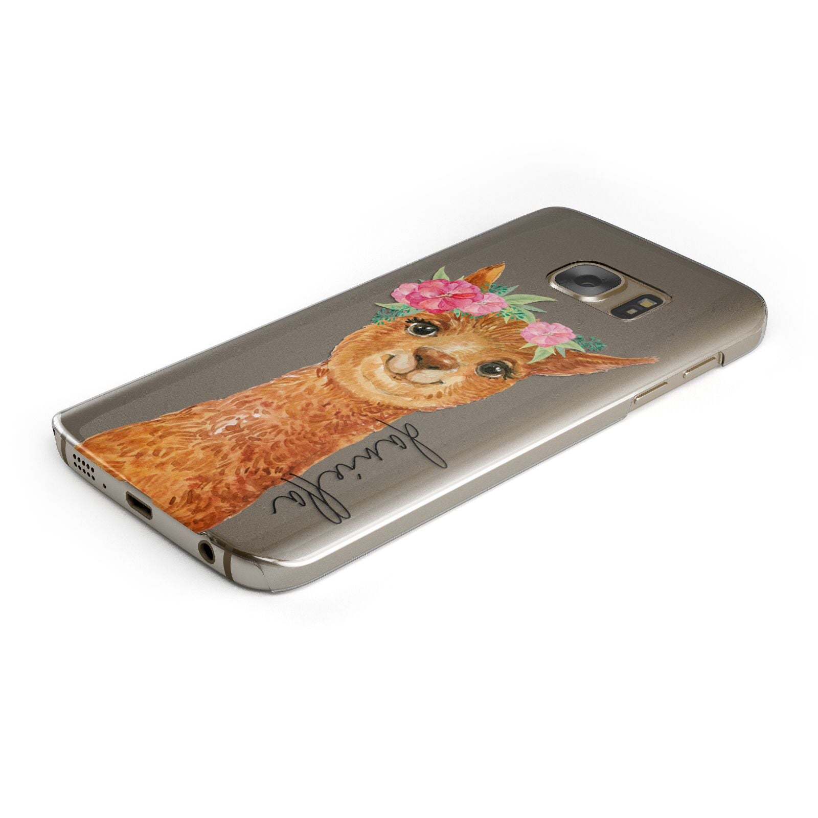 Personalised Llama Protective Samsung Galaxy Case Angled Image