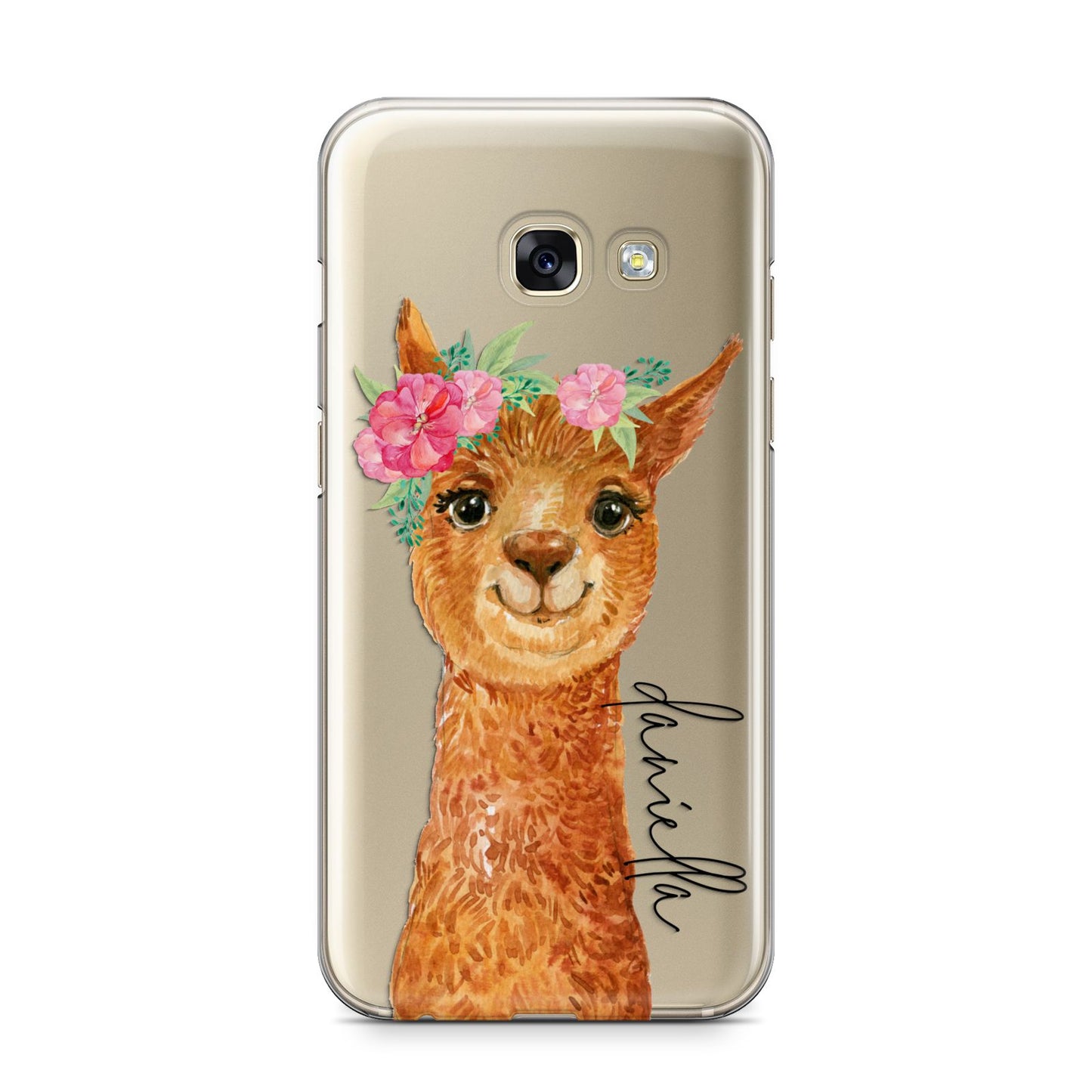 Personalised Llama Samsung Galaxy A3 2017 Case on gold phone