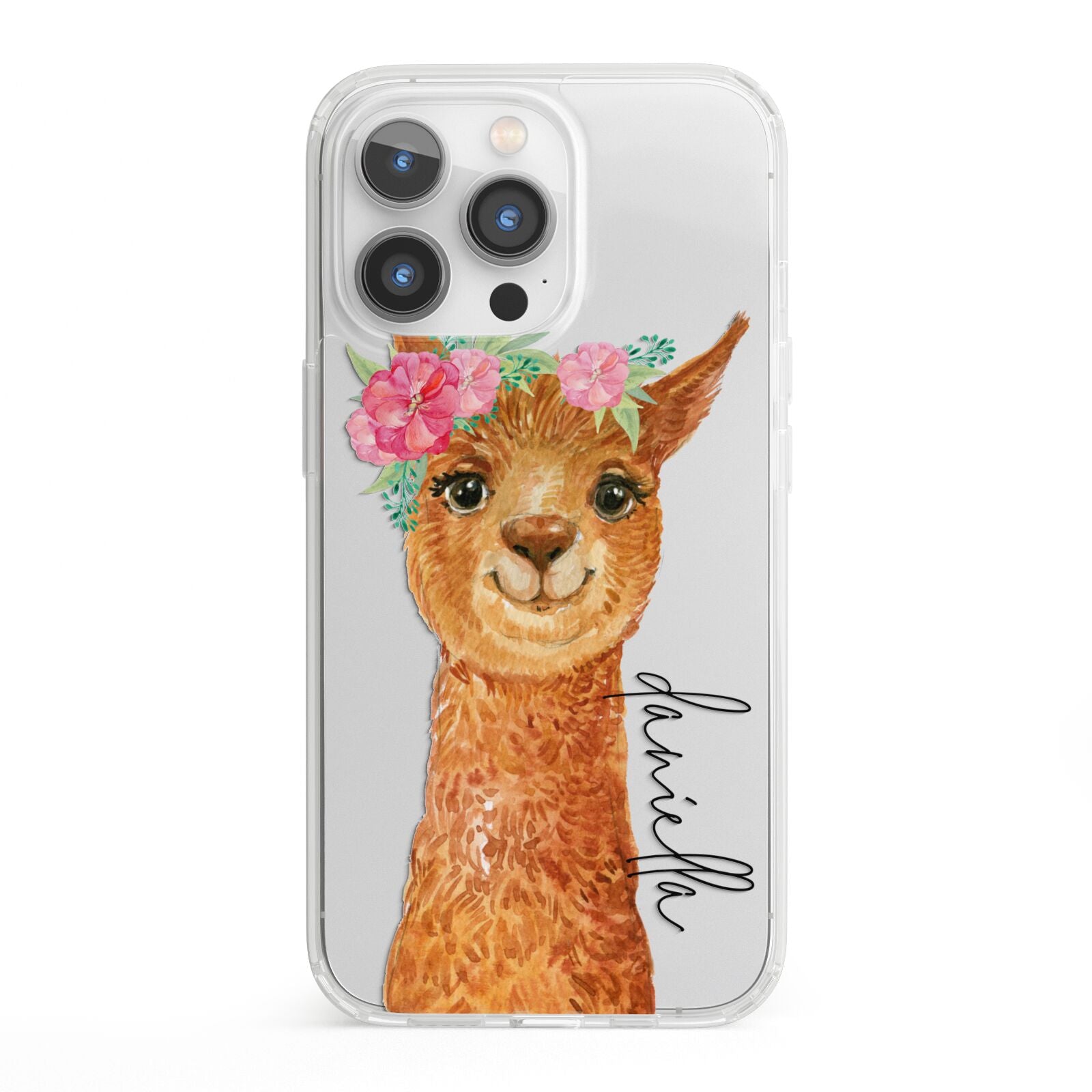 Personalised Llama iPhone 13 Pro Clear Bumper Case