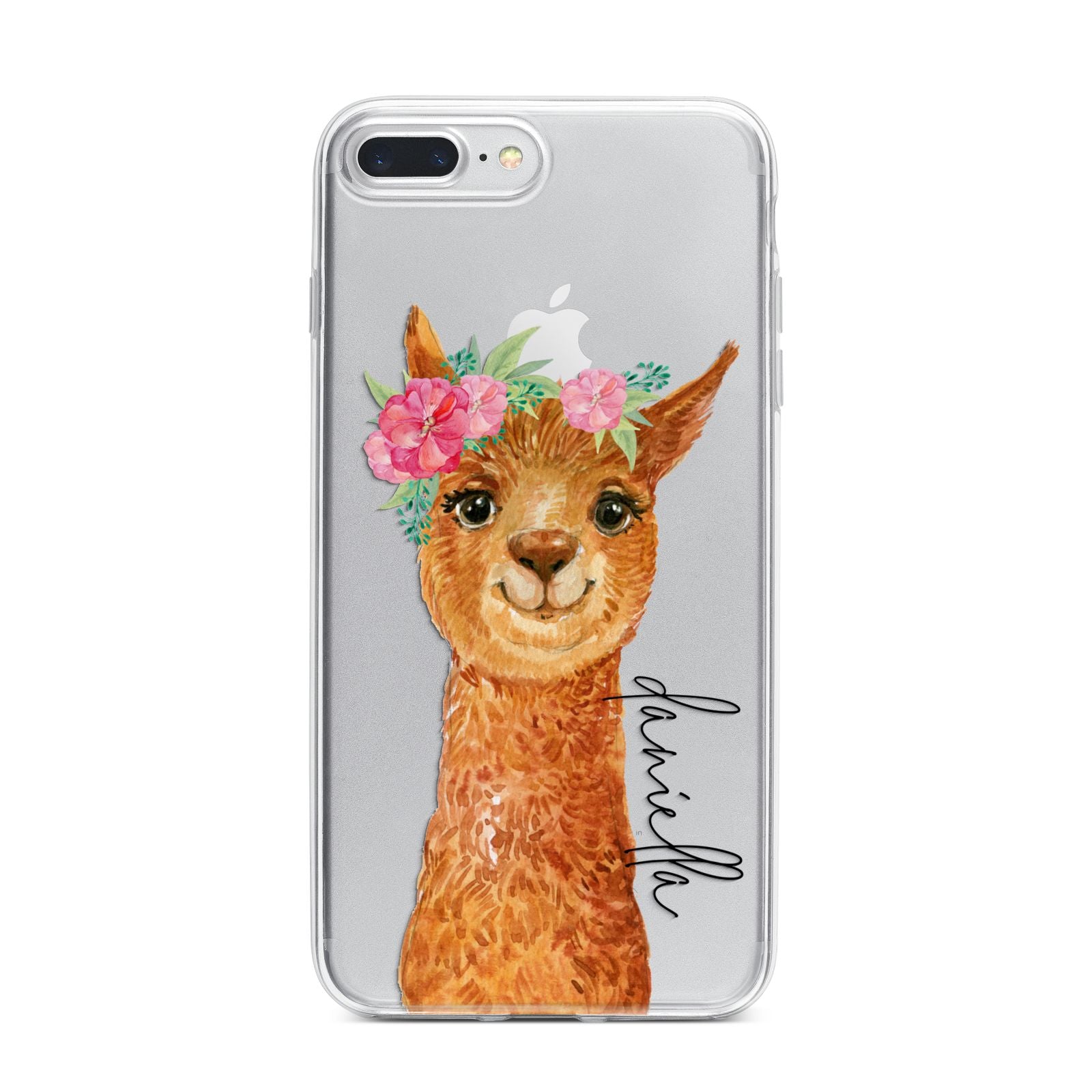 Personalised Llama iPhone 7 Plus Bumper Case on Silver iPhone