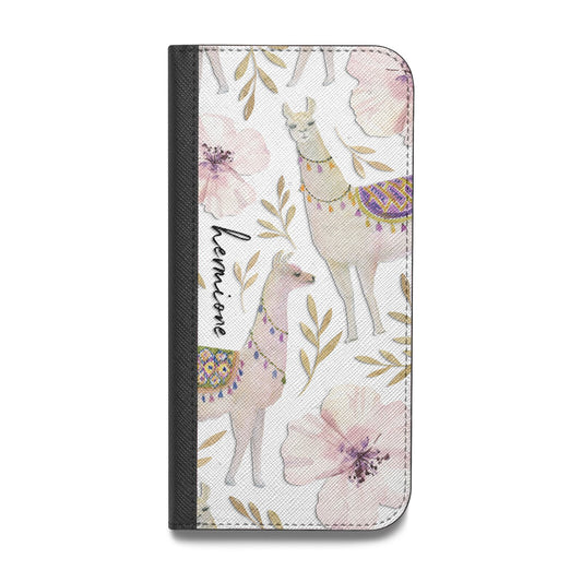 Personalised Llamas Vegan Leather Flip iPhone Case