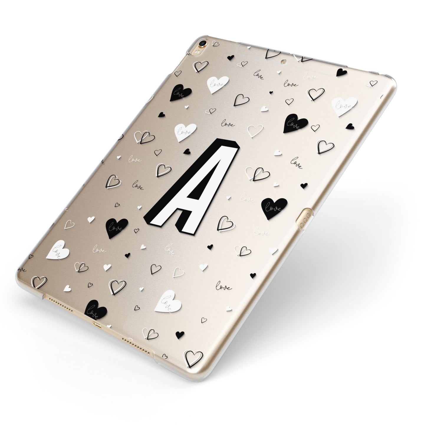 Personalised Love Alphabet Apple iPad Case on Gold iPad Side View