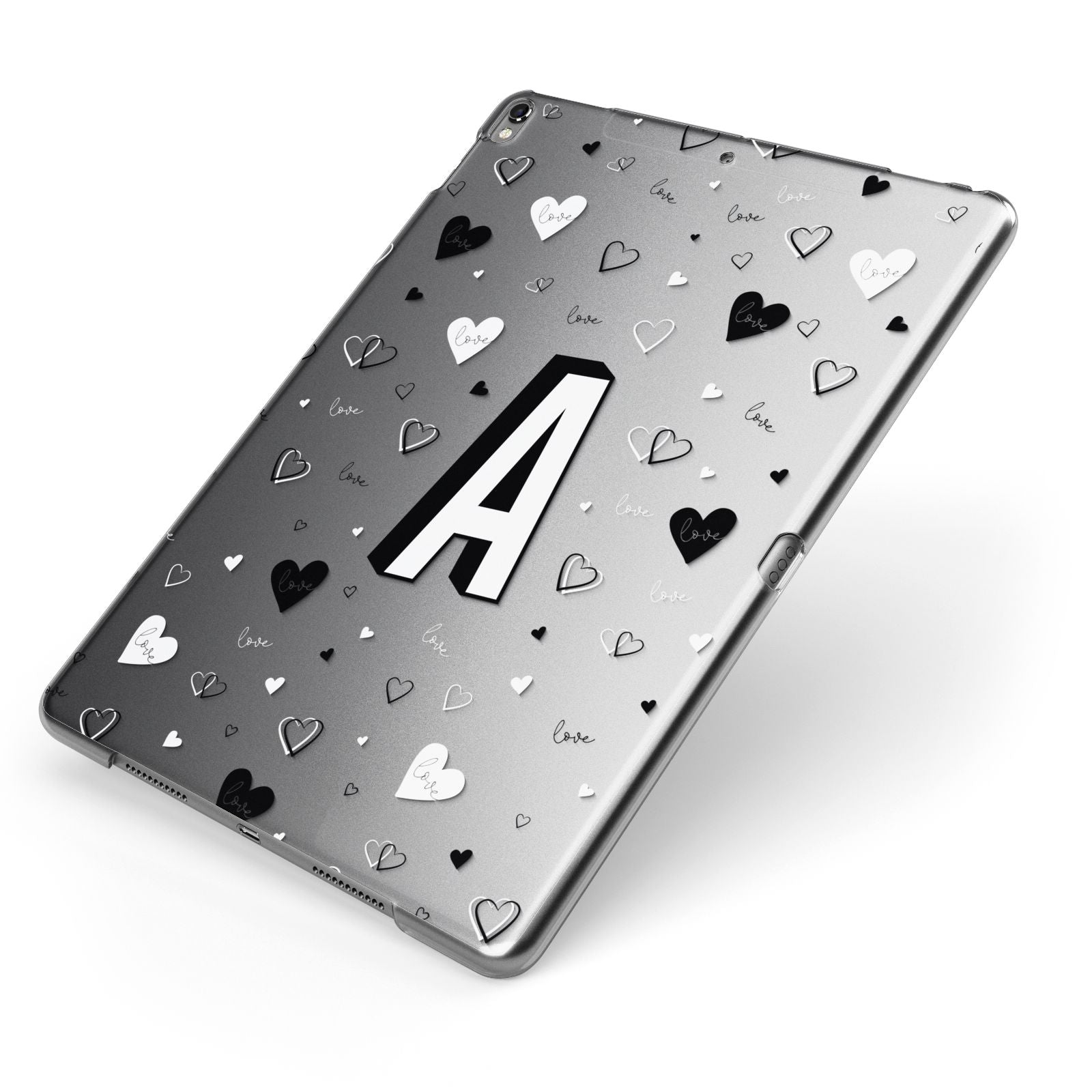 Personalised Love Alphabet Apple iPad Case on Grey iPad Side View