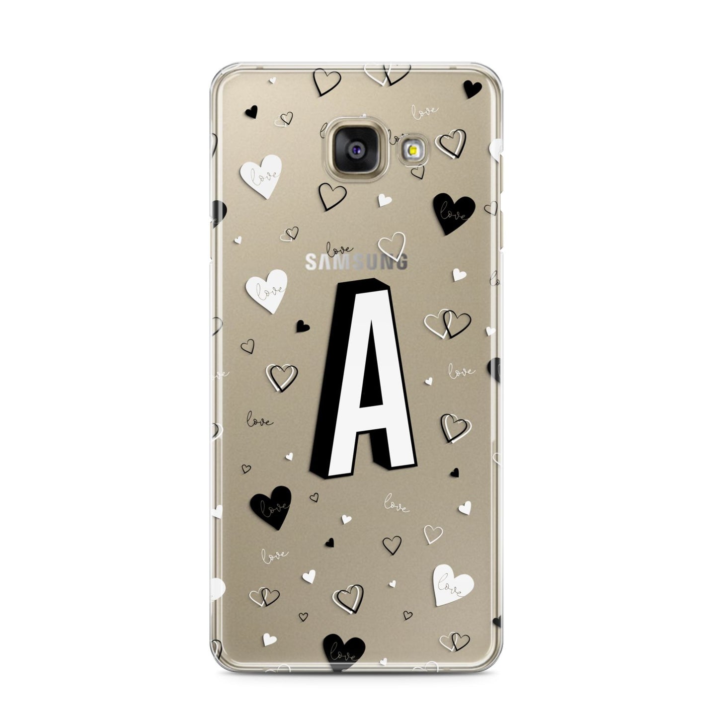 Personalised Love Alphabet Samsung Galaxy A3 2016 Case on gold phone