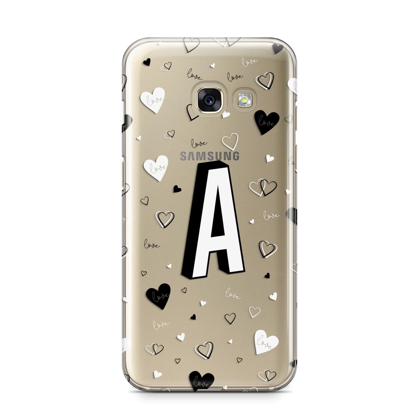 Personalised Love Alphabet Samsung Galaxy A3 2017 Case on gold phone