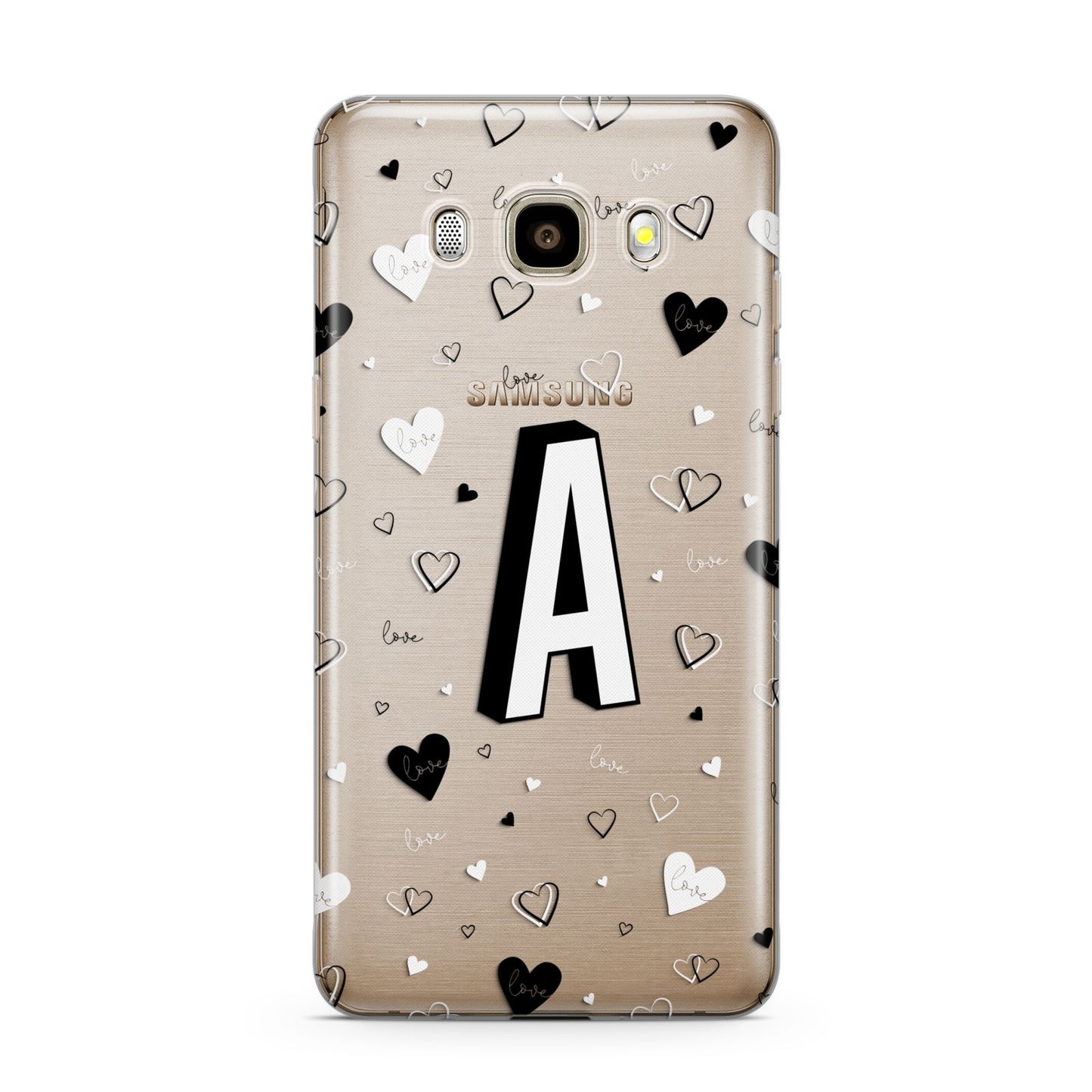 Personalised Love Alphabet Samsung Galaxy J7 2016 Case on gold phone