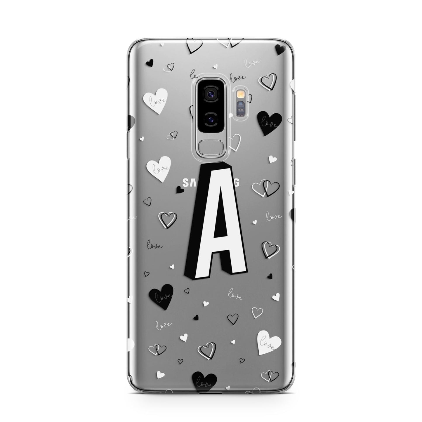 Personalised Love Alphabet Samsung Galaxy S9 Plus Case on Silver phone