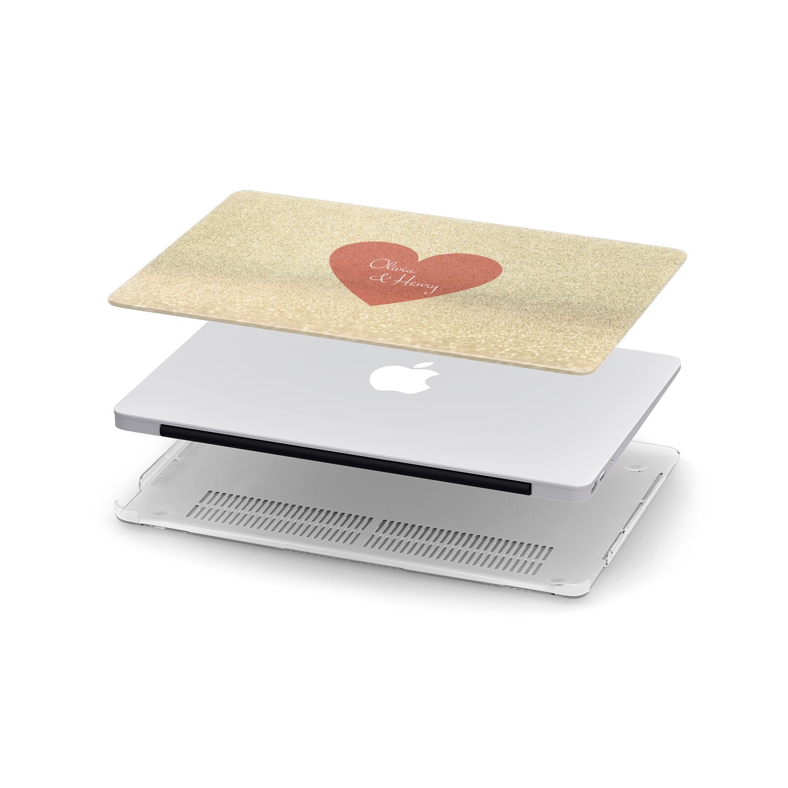 Personalised Love Heart Apple MacBook Case in Detail