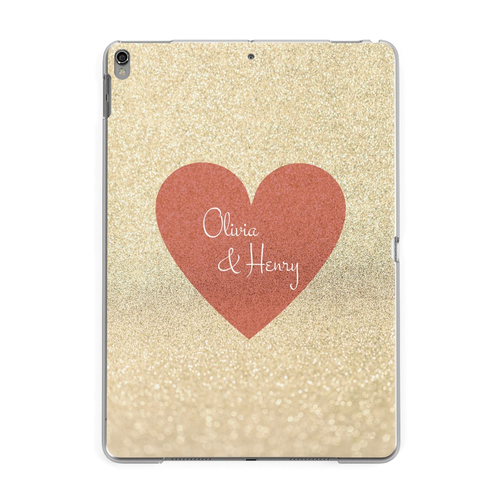 Personalised Love Heart Apple iPad Grey Case