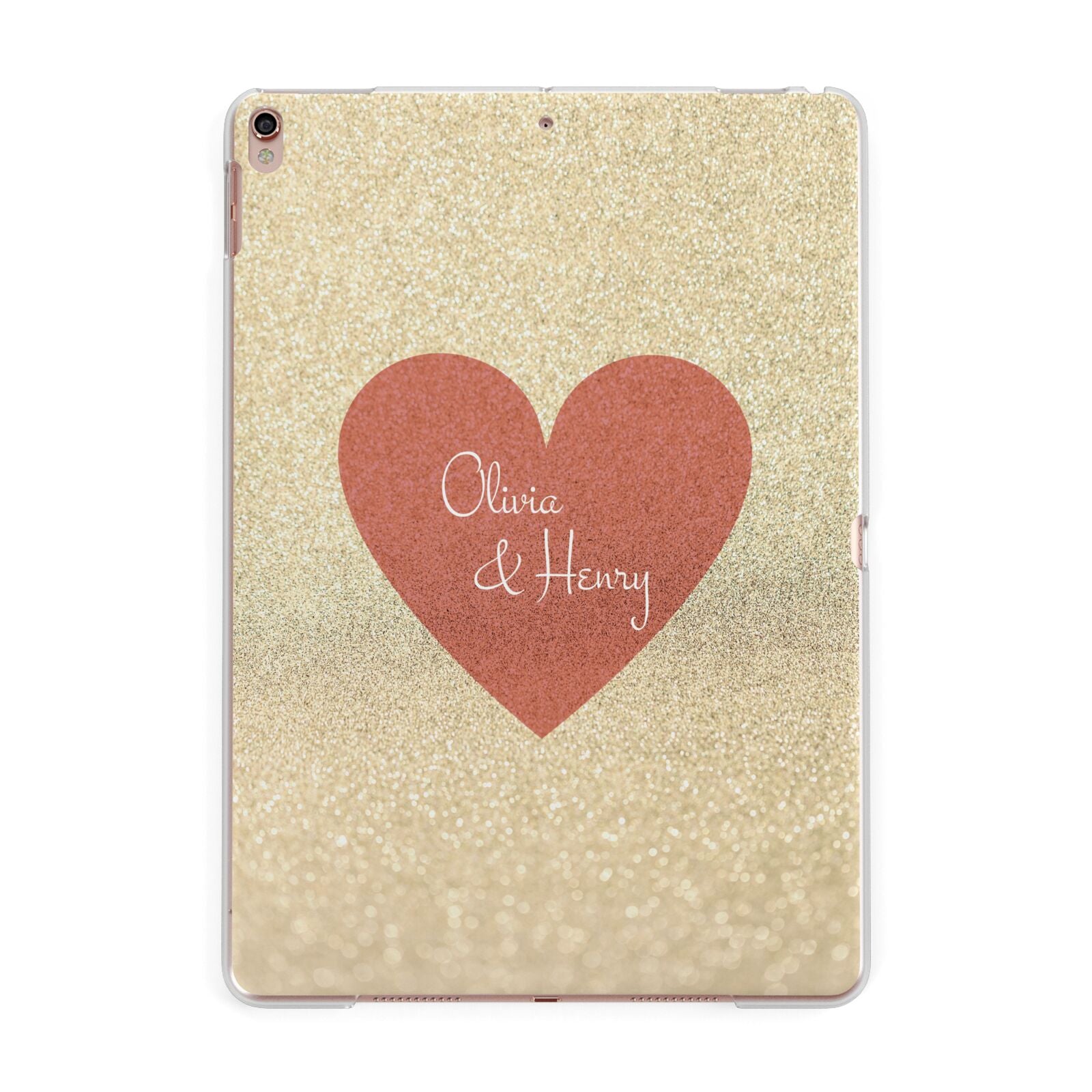 Personalised Love Heart Apple iPad Rose Gold Case